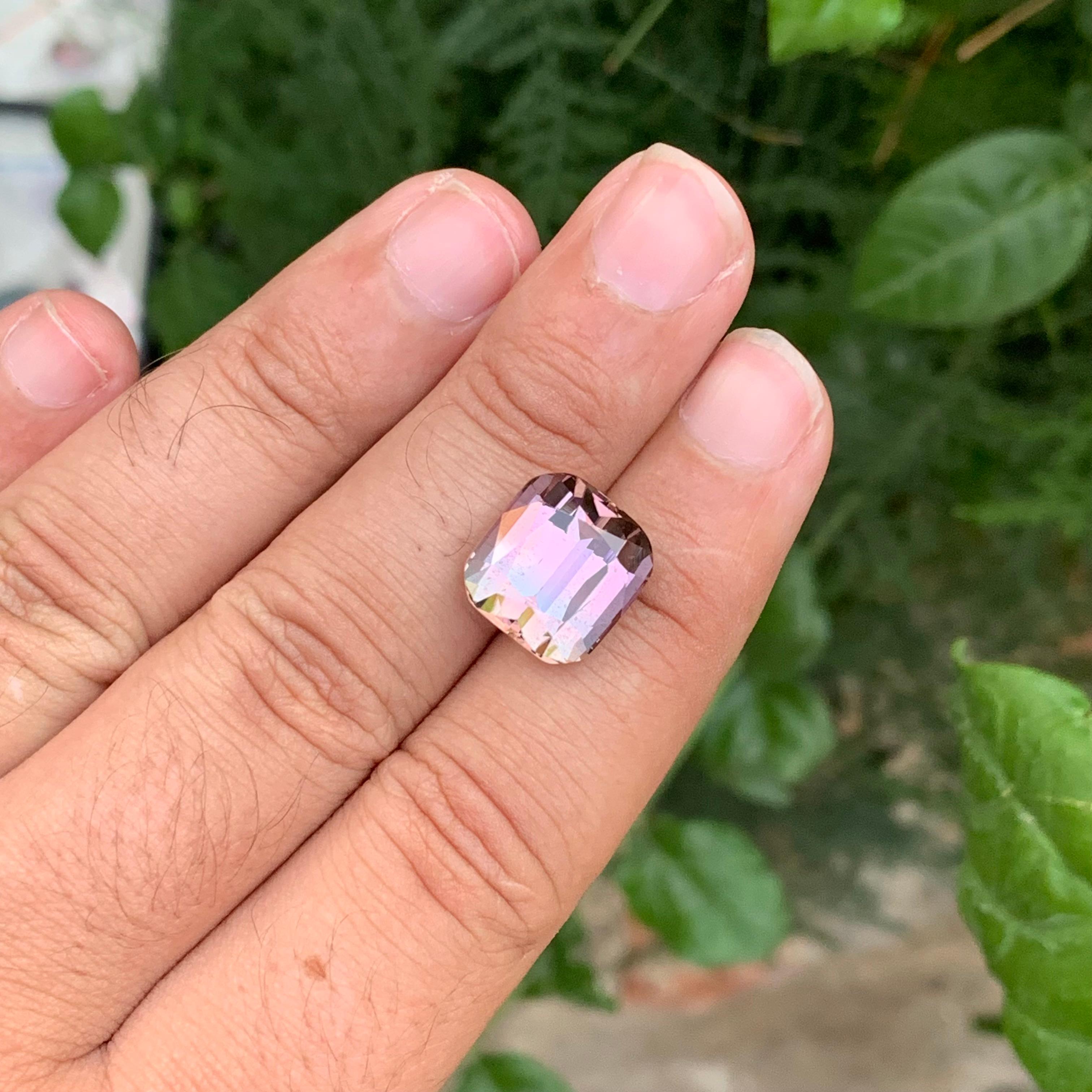 12.10 Carat Genuine Natural Faceted Bi-Colour Tourmaline Cushion Shape Gemstone For Sale 1