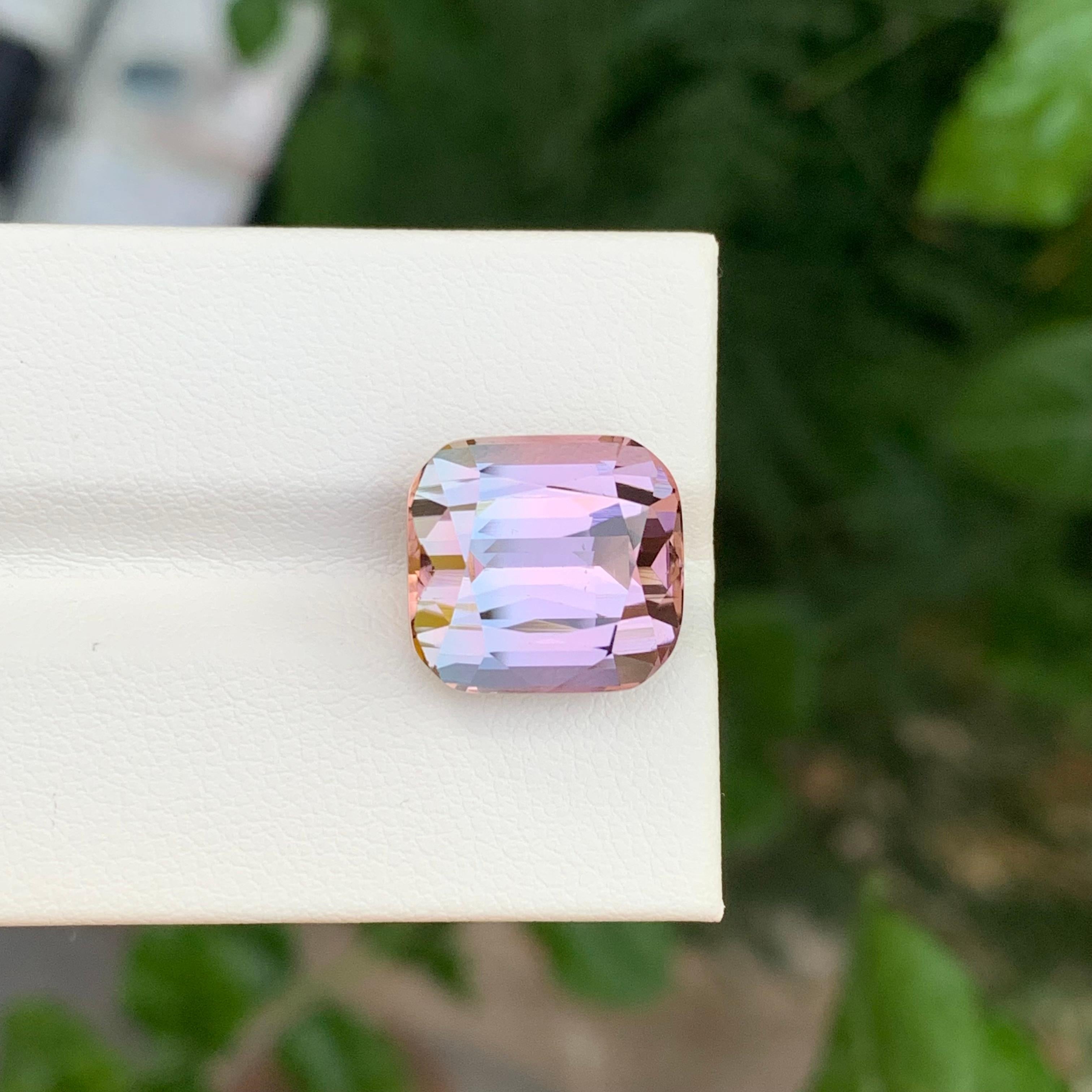 12.10 Carat Genuine Natural Faceted Bi-Colour Tourmaline Cushion Shape Gemstone For Sale 2