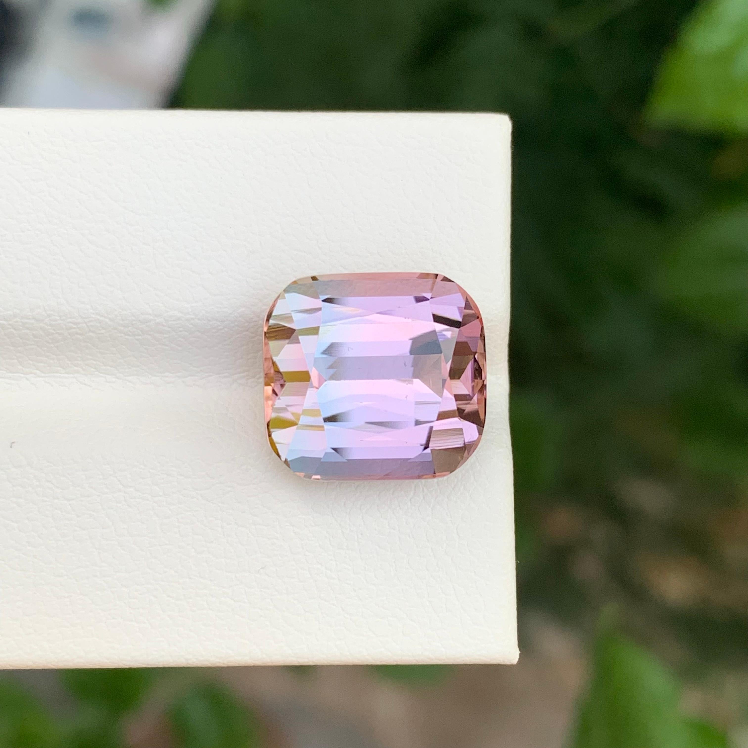 12.10 Carat Genuine Natural Faceted Bi-Colour Tourmaline Cushion Shape Gemstone For Sale 3