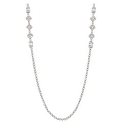 Alexander 12.10 Carat Long Diamond Tennis Necklace 18 Karat White Gold