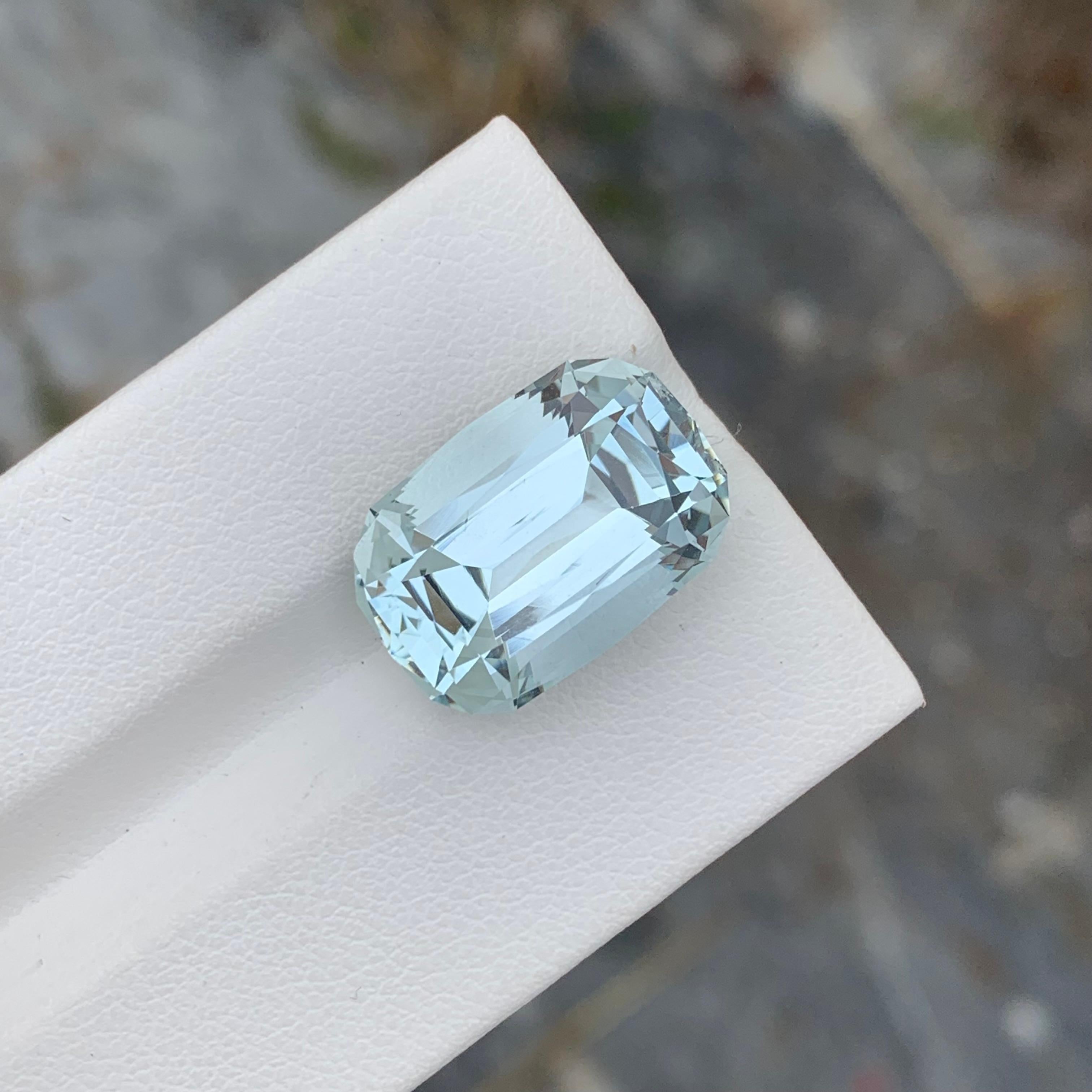 12.10 Carat Natural Loose Aquamarine Long Cushion Shape Gem For Necklace  For Sale 1