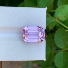 12.10 Carat Natural Loose Baby Pink Kunzite Stone Emerald Cut Afghan Gemstone