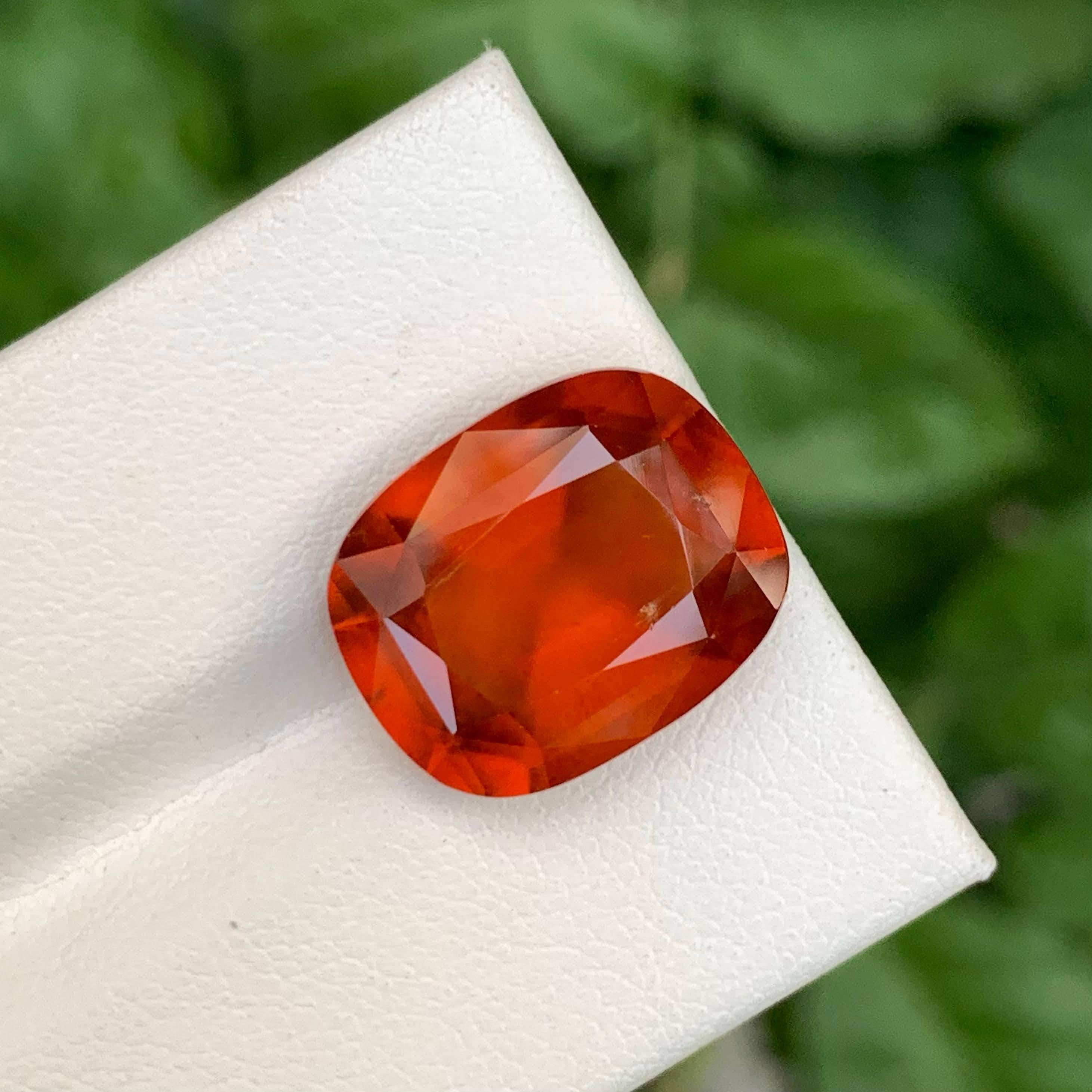 12.10 Carat Natural Loose Orange Hessonite Garnet Cushion Cut African Gemstone For Sale 6