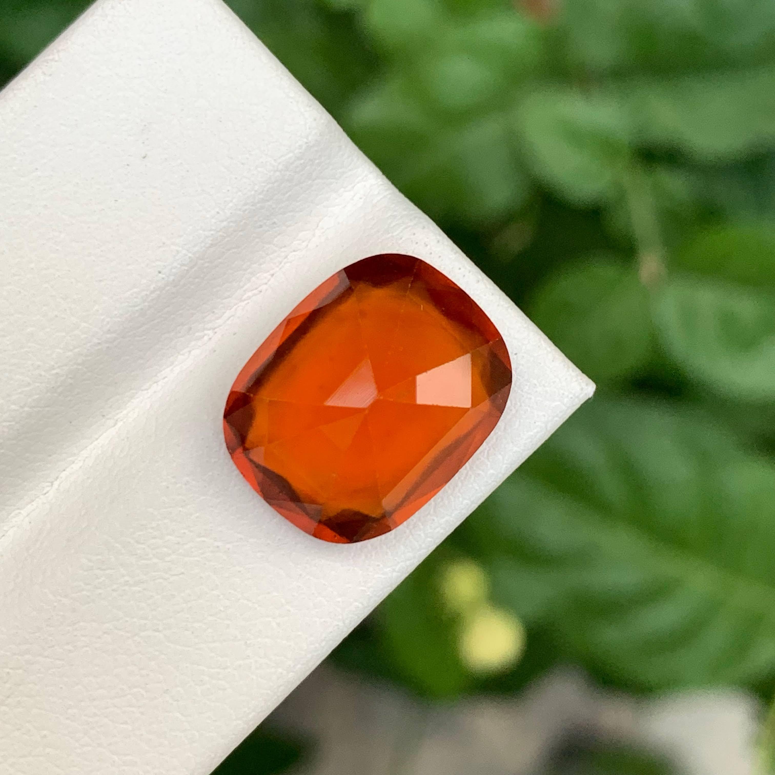 Modern 12.10 Carat Natural Loose Orange Hessonite Garnet Cushion Cut African Gemstone For Sale