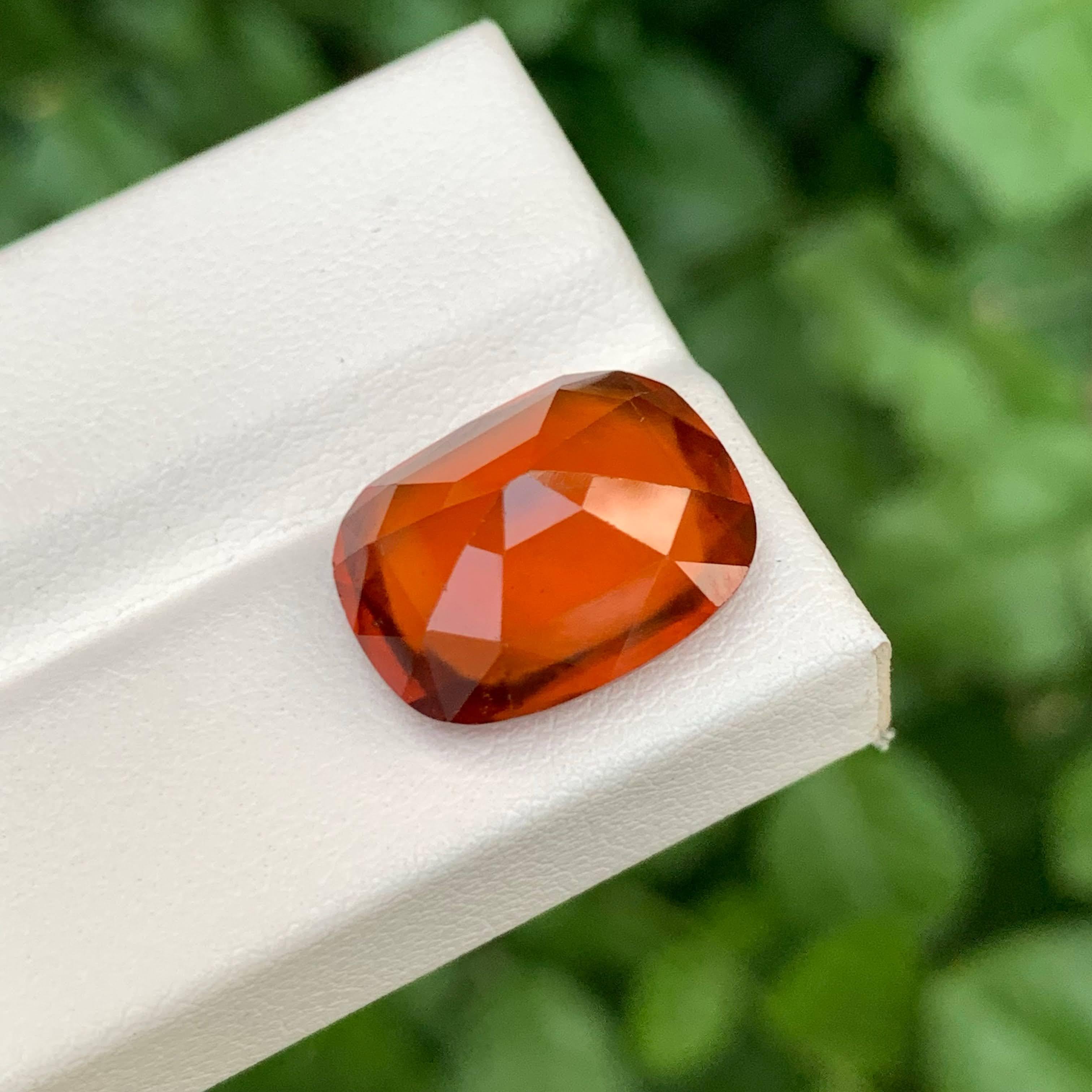 12.10 Carat Natural Loose Orange Hessonite Garnet Cushion Cut African Gemstone In New Condition For Sale In Bangkok, TH