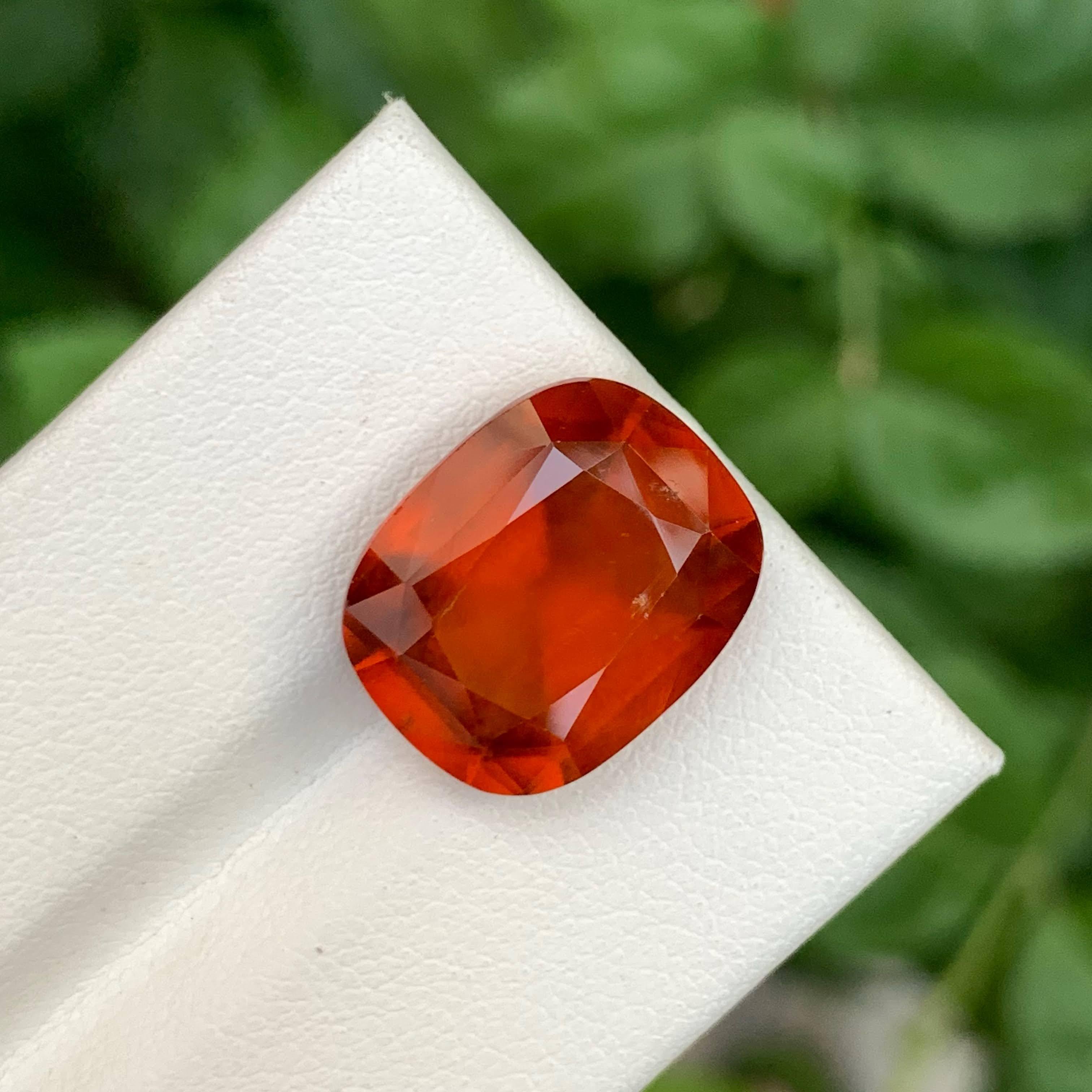 Women's or Men's 12.10 Carat Natural Loose Orange Hessonite Garnet Cushion Cut African Gemstone For Sale