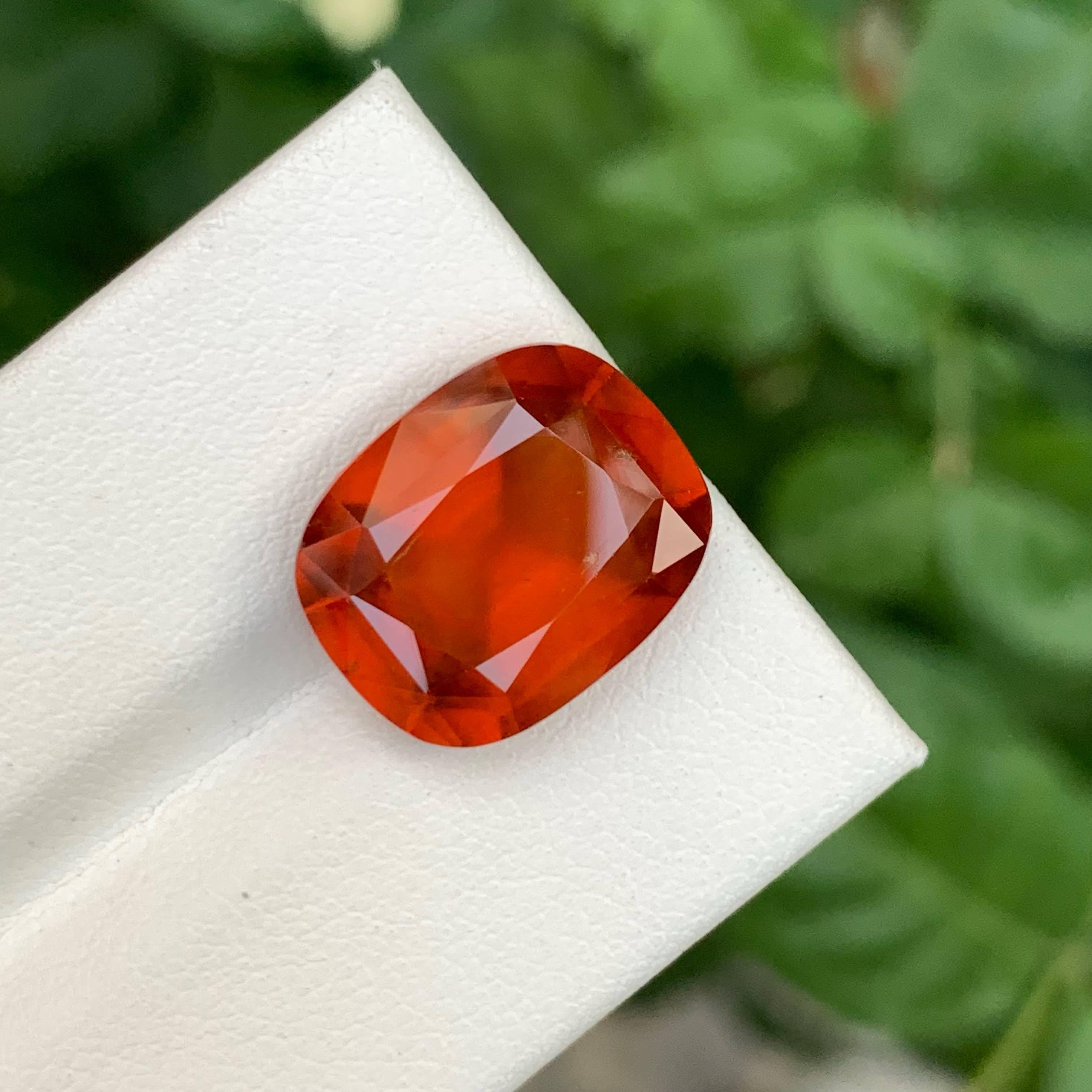 12.10 Carat Natural Loose Orange Hessonite Garnet Cushion Cut African Gemstone For Sale 2