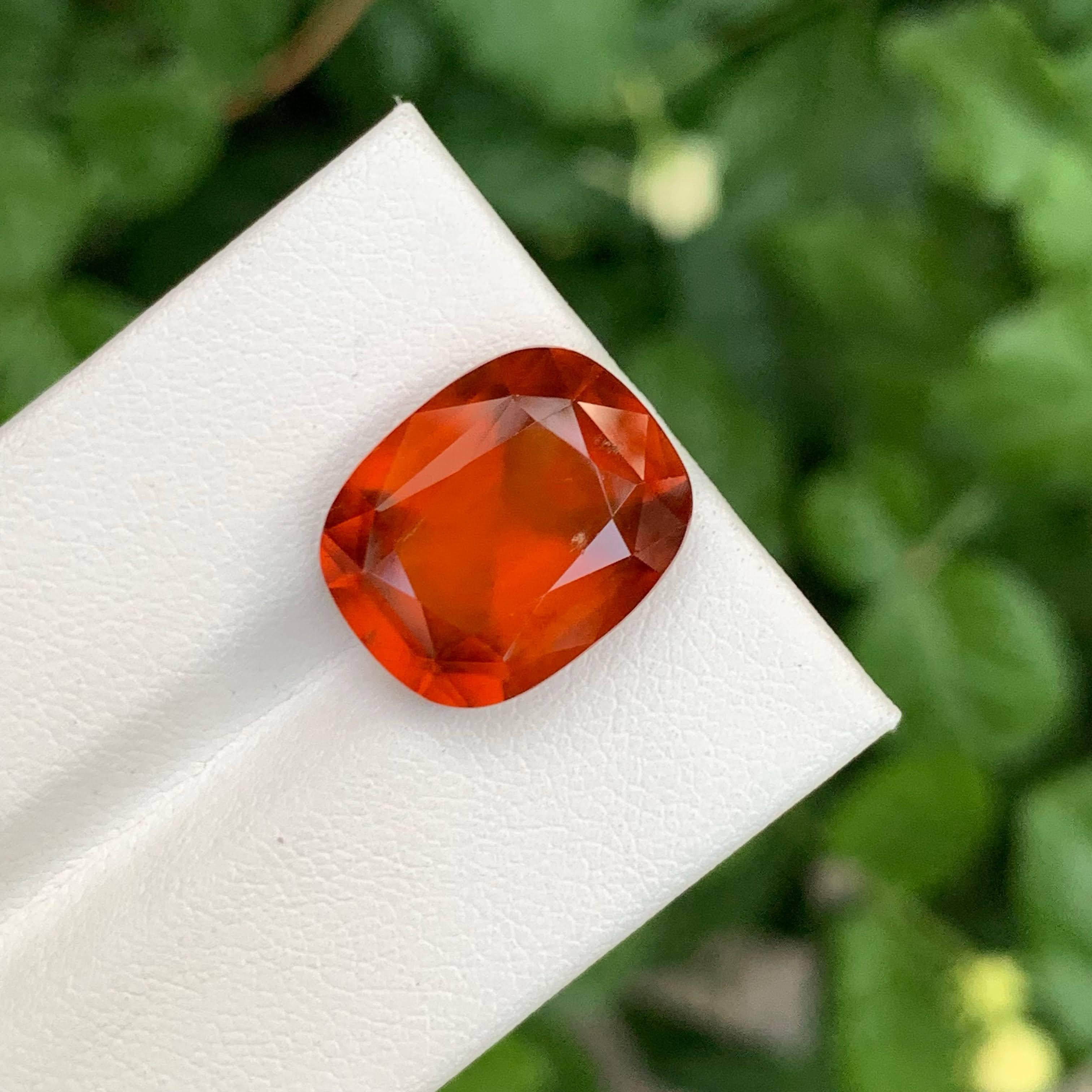 12.10 Carat Natural Loose Orange Hessonite Garnet Cushion Cut African Gemstone For Sale 4