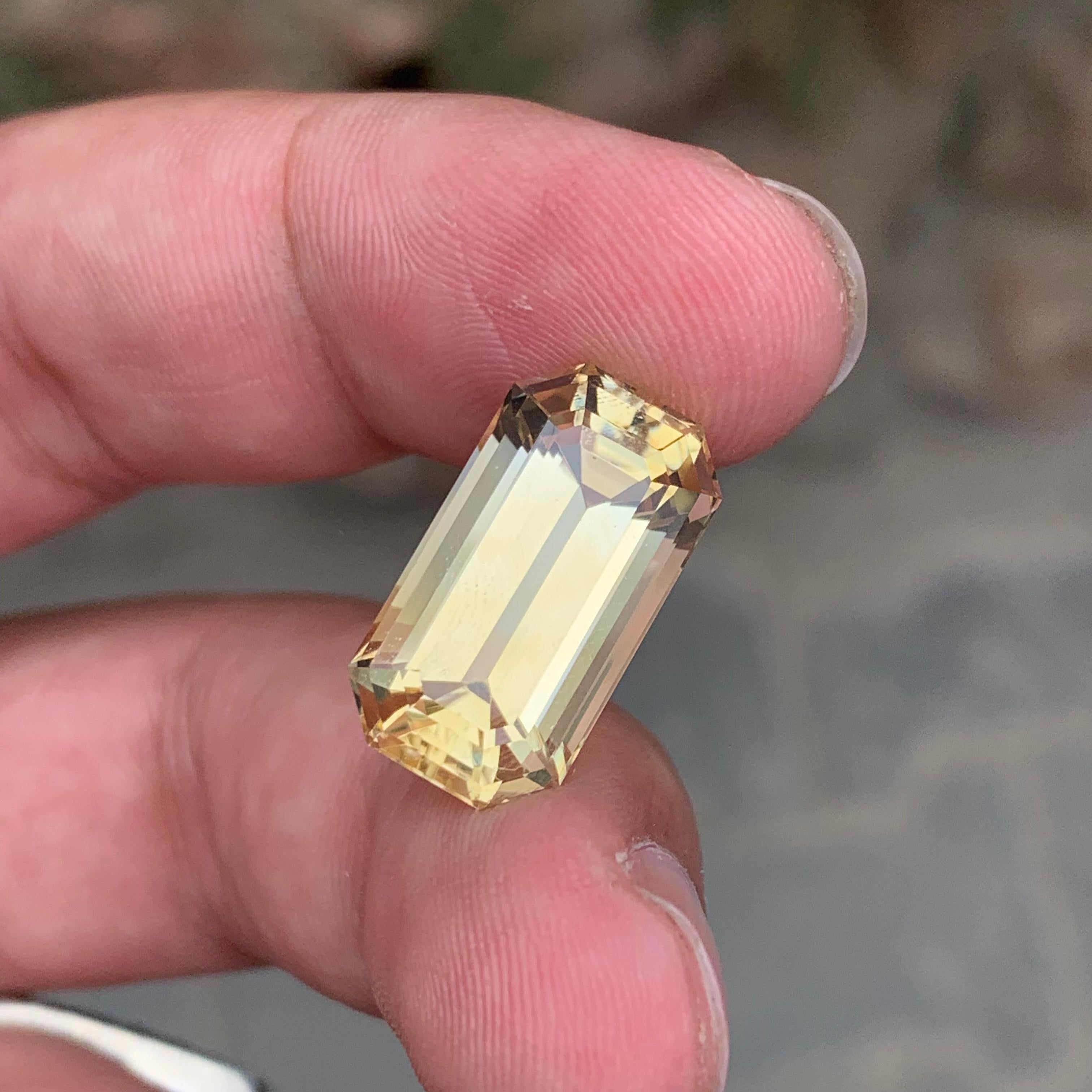 12.10 Karat natürlicher loser gelber Citrin Smaragd Form Edelstein im Angebot 4