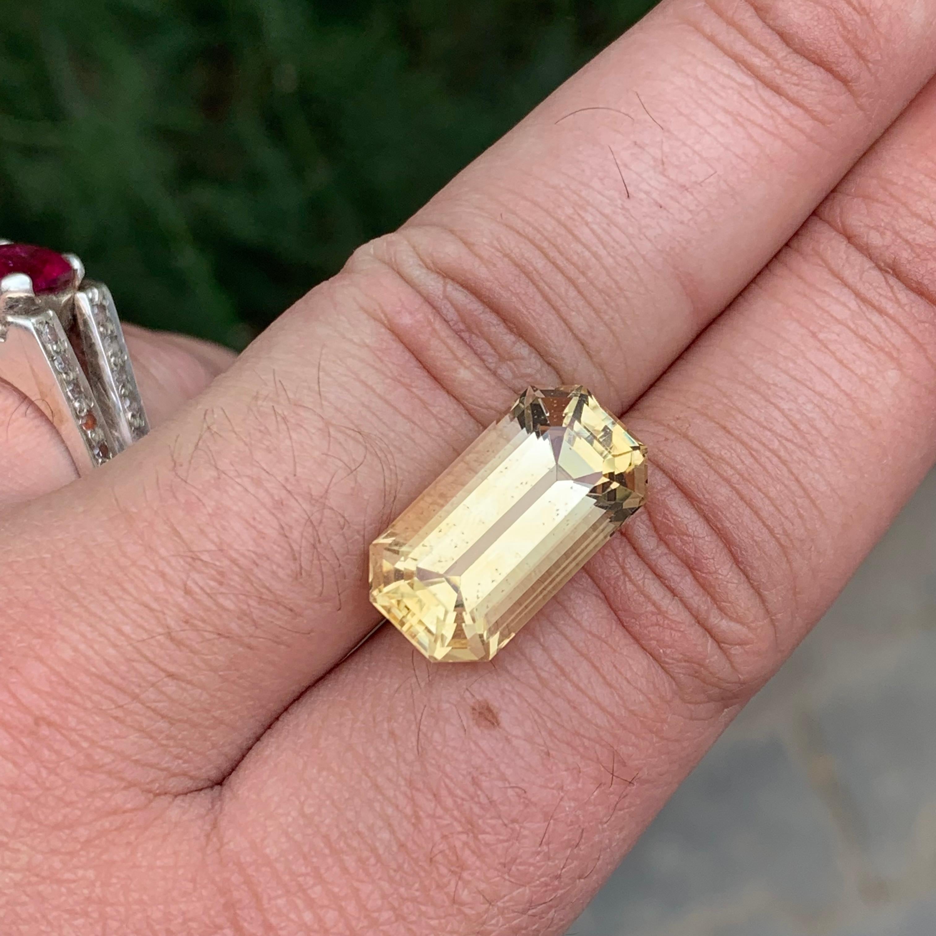 12.10 Karat natürlicher loser gelber Citrin Smaragd Form Edelstein im Angebot 5