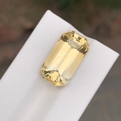 12.10 Carat Natural Loose Yellow Citrine Emerald Shape Gemstone