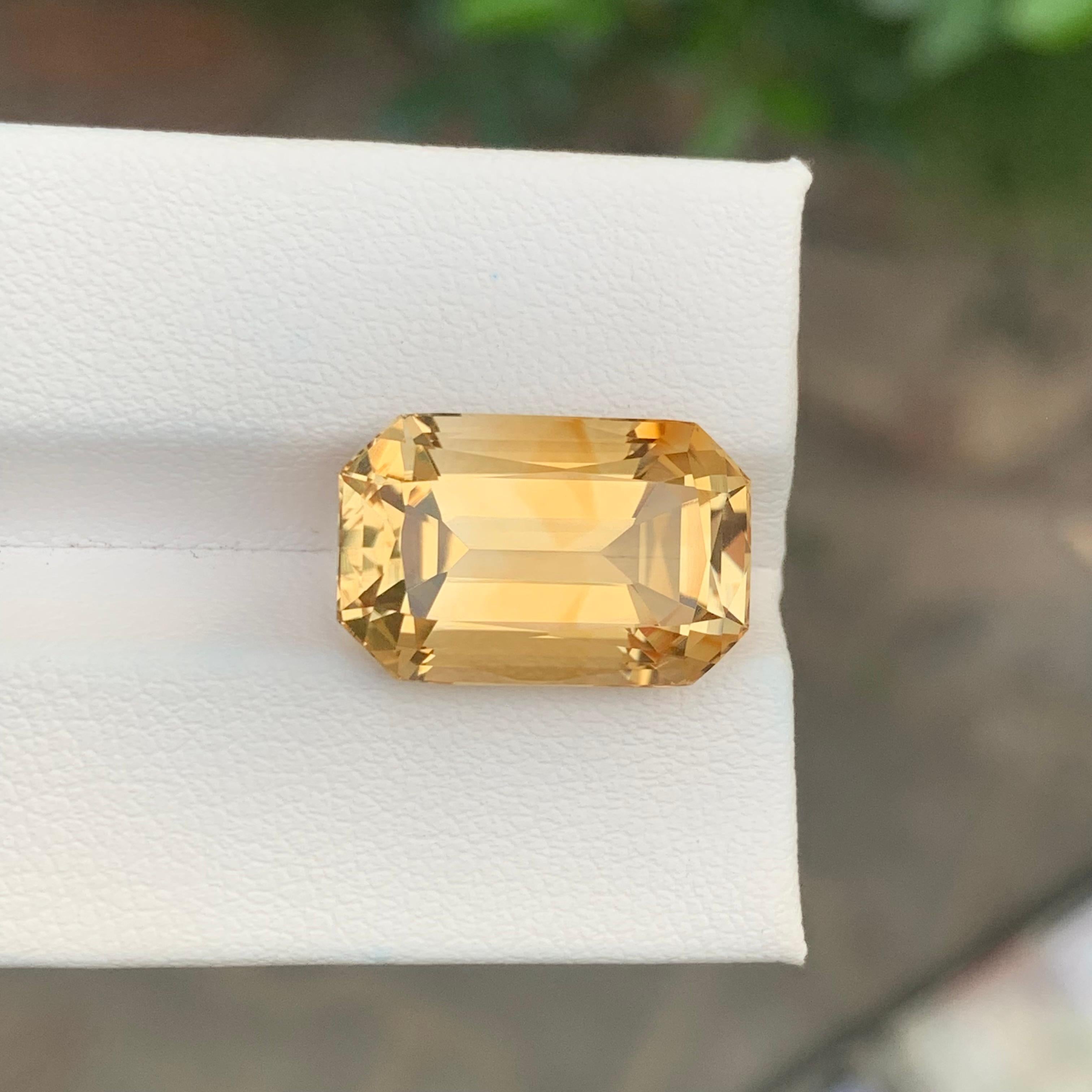 Arts and Crafts 12.10 Carat Natural Loose Yellow Citrine Octagon Shape Gemstone For Sale