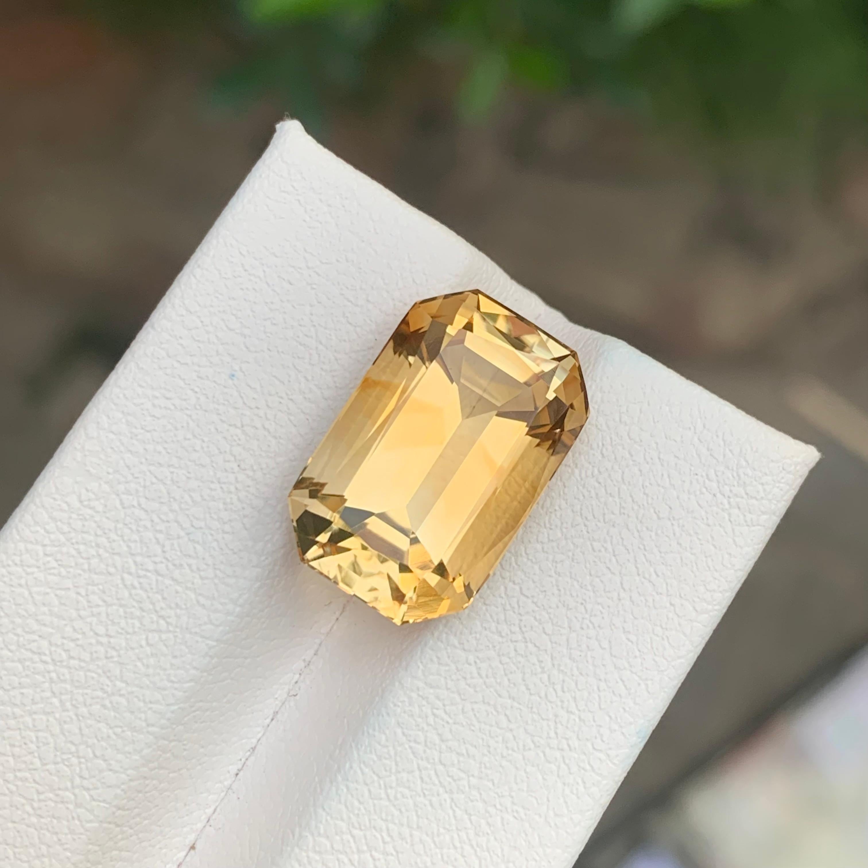 Octagon Cut 12.10 Carat Natural Loose Yellow Citrine Octagon Shape Gemstone For Sale