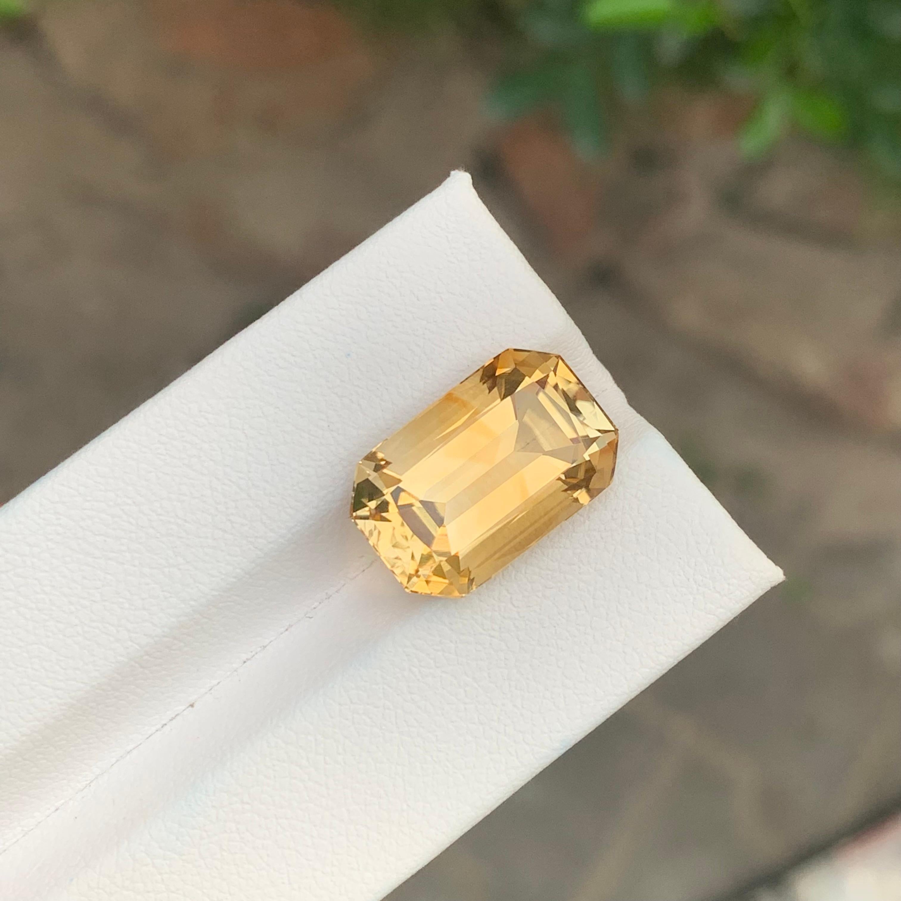 12.10 Carat Natural Loose Yellow Citrine Octagon Shape Gemstone In New Condition For Sale In Peshawar, PK