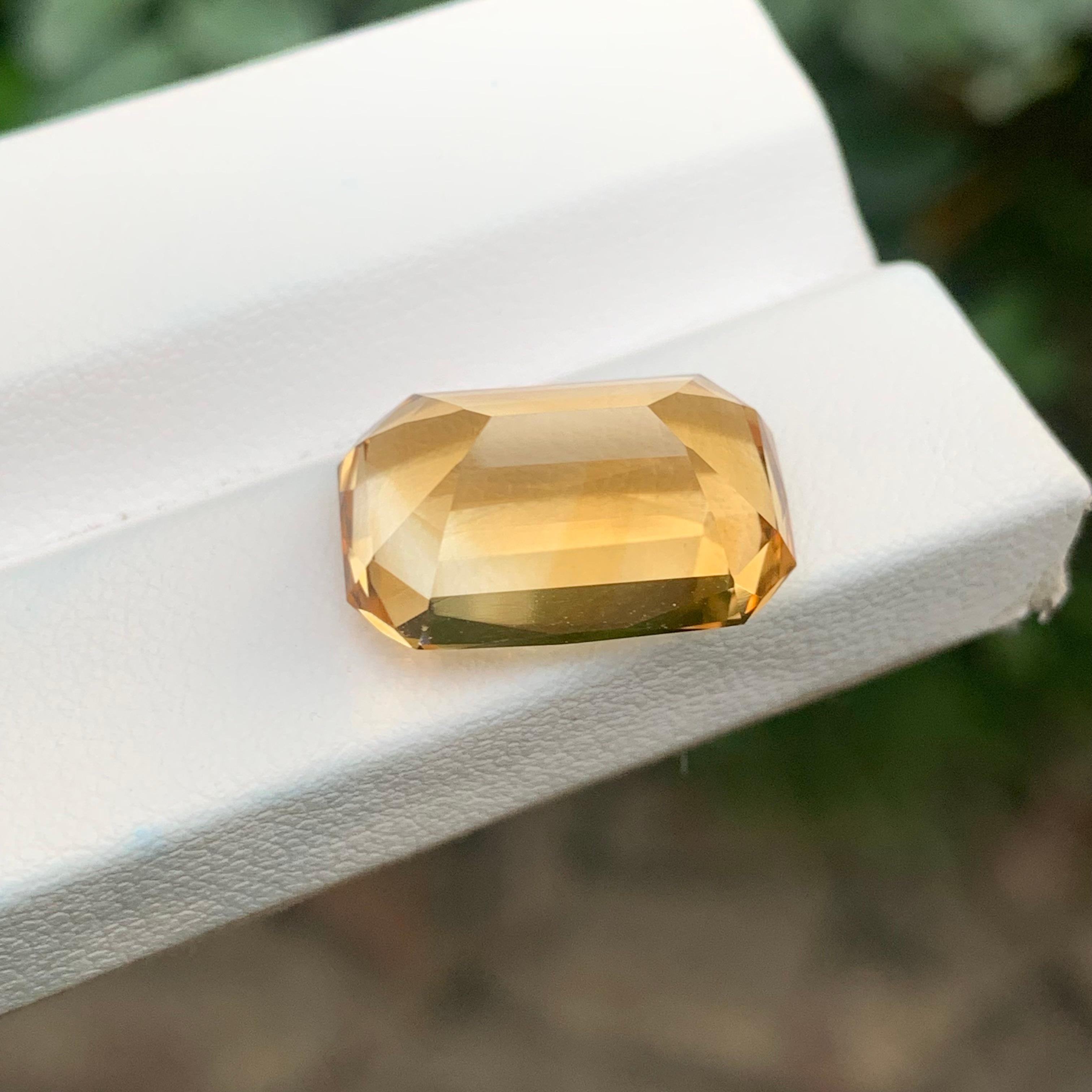 12.10 Carat Natural Loose Yellow Citrine Octagon Shape Gemstone For Sale 1