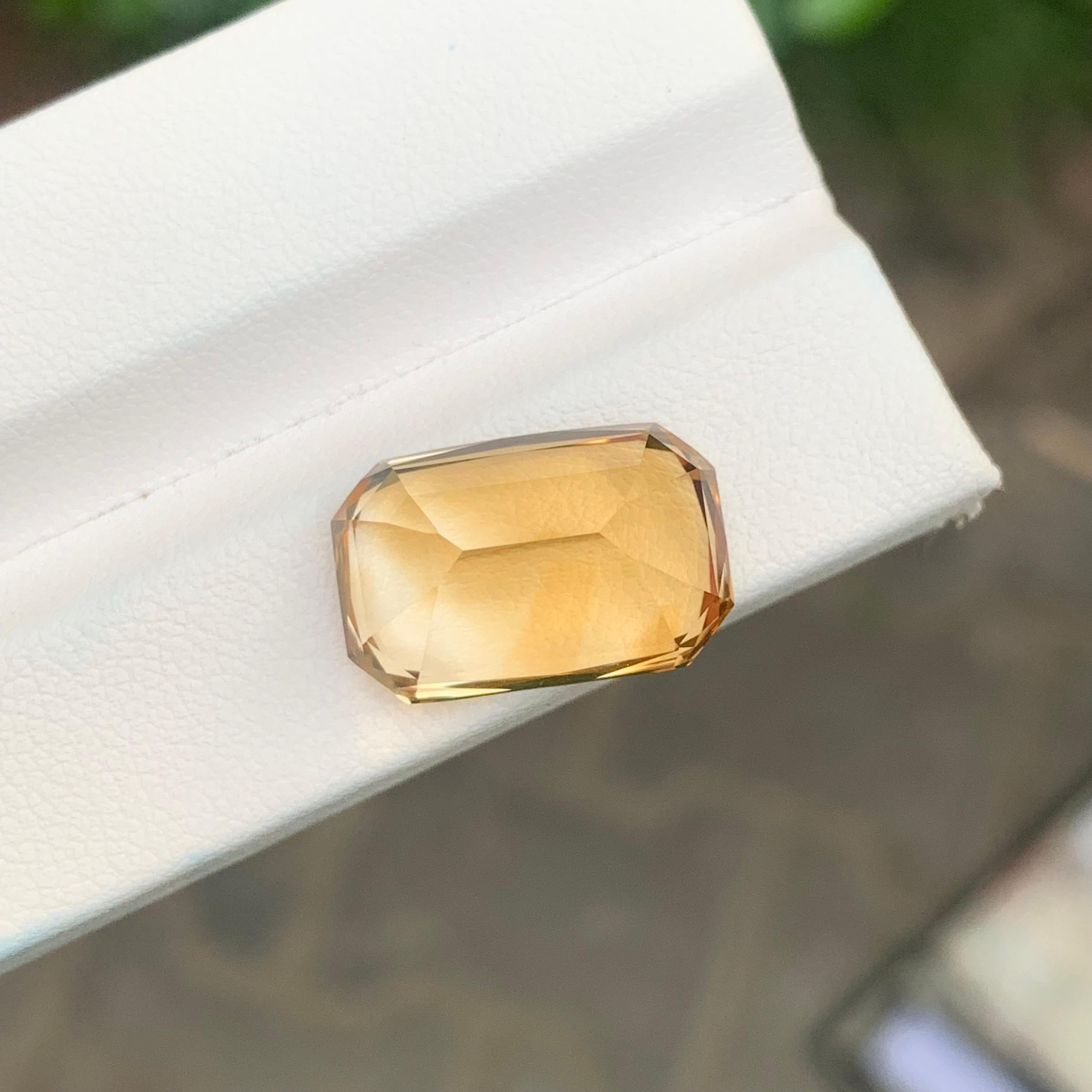 12.10 Carat Natural Loose Yellow Citrine Octagon Shape Gemstone For Sale 2