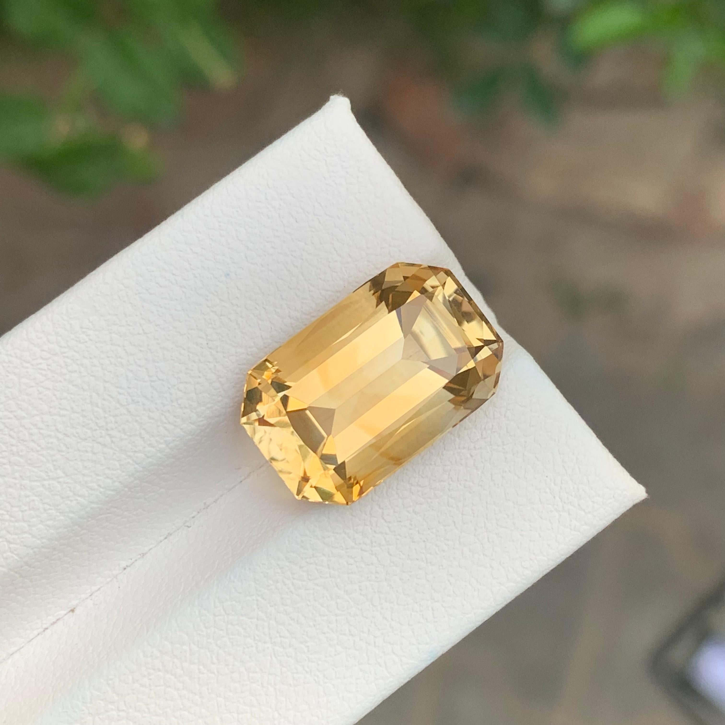 12.10 Carat Natural Loose Yellow Citrine Octagon Shape Gemstone For Sale 3