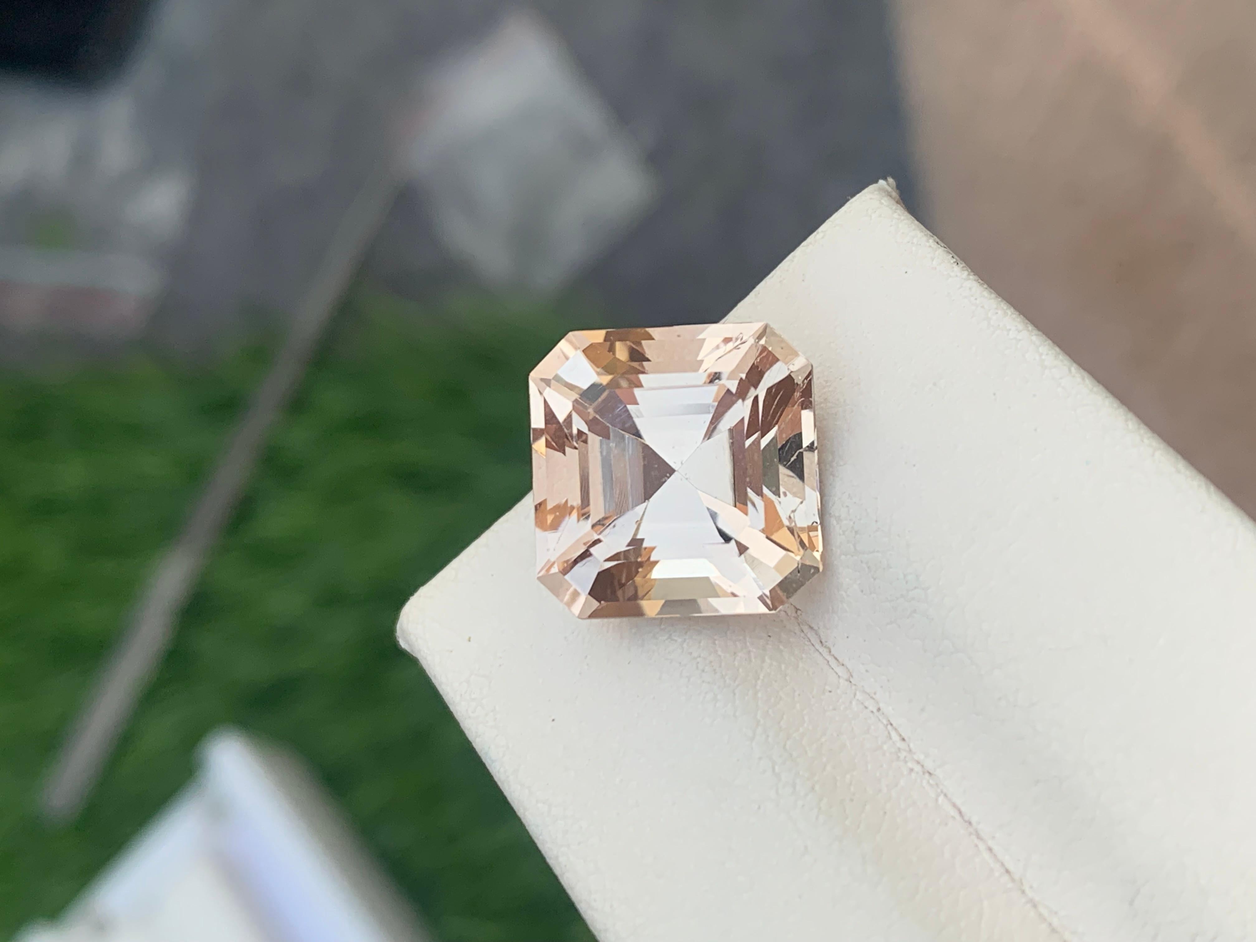 12.10cts Natural Loose Peach Morganite Gemstone Asscher Cut for Jewelry Making For Sale 9
