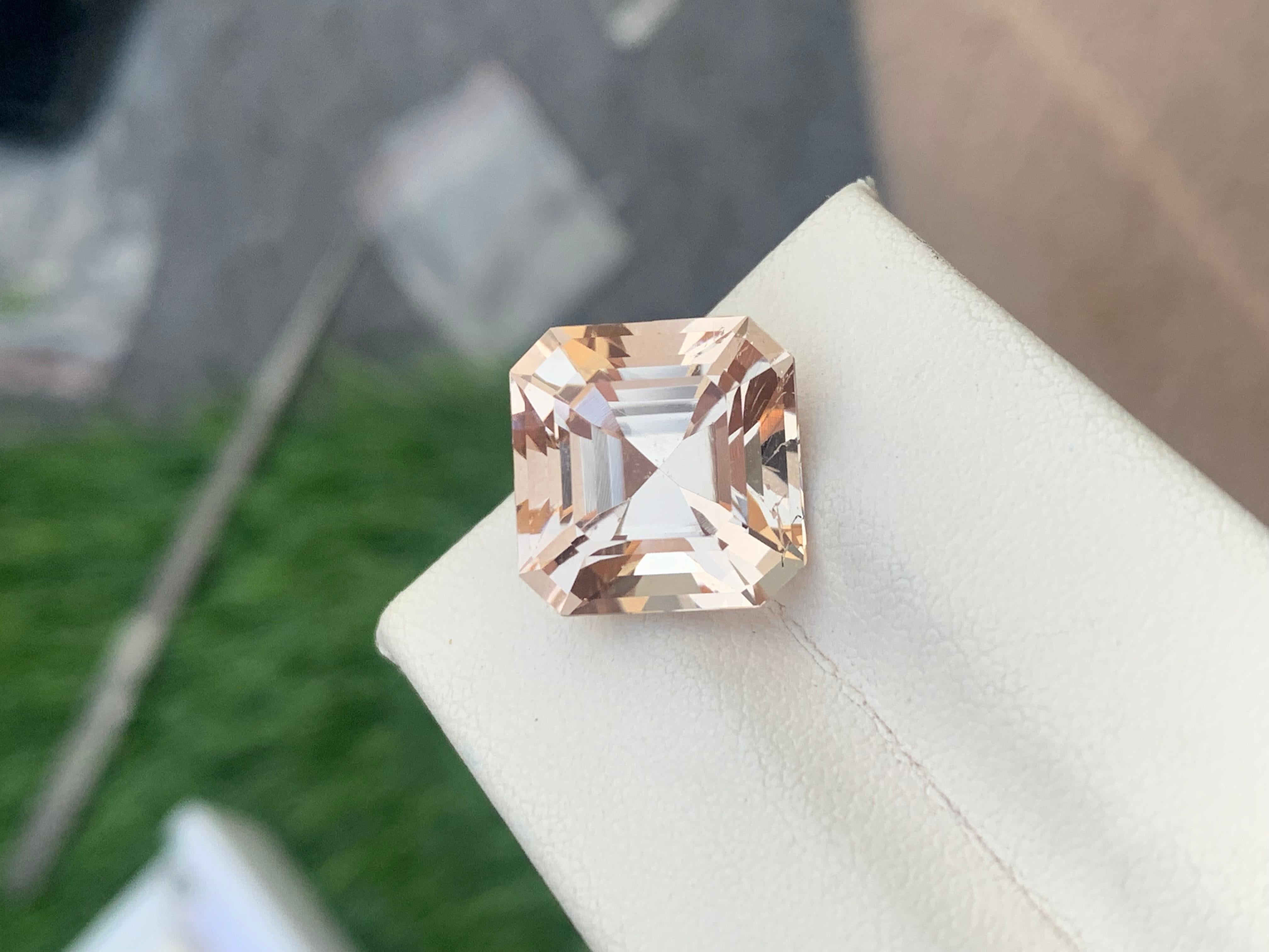 12.10cts Natural Loose Peach Morganite Gemstone Asscher Cut for Jewelry Making For Sale 10