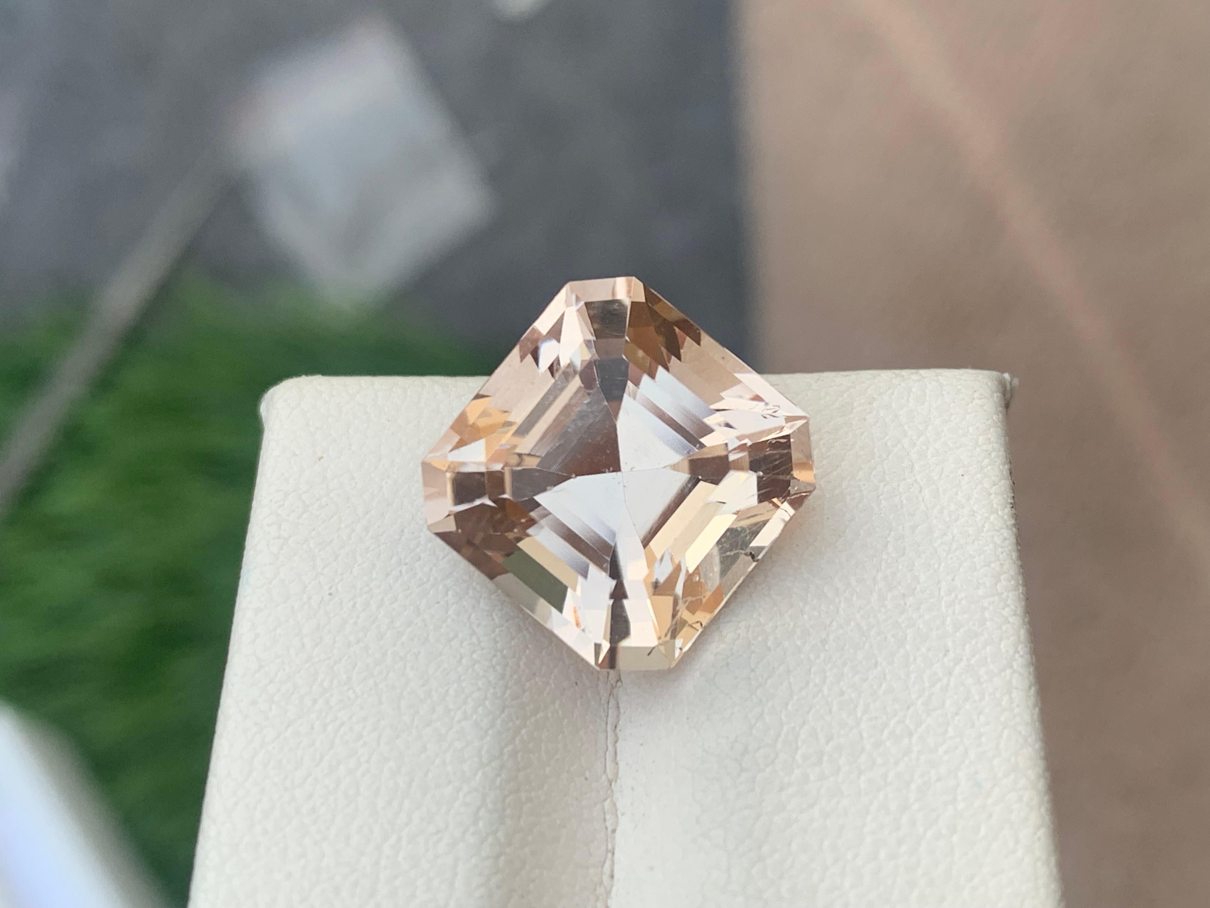 12.10cts Natural Loose Peach Morganite Gemstone Asscher Cut for Jewelry Making For Sale 2