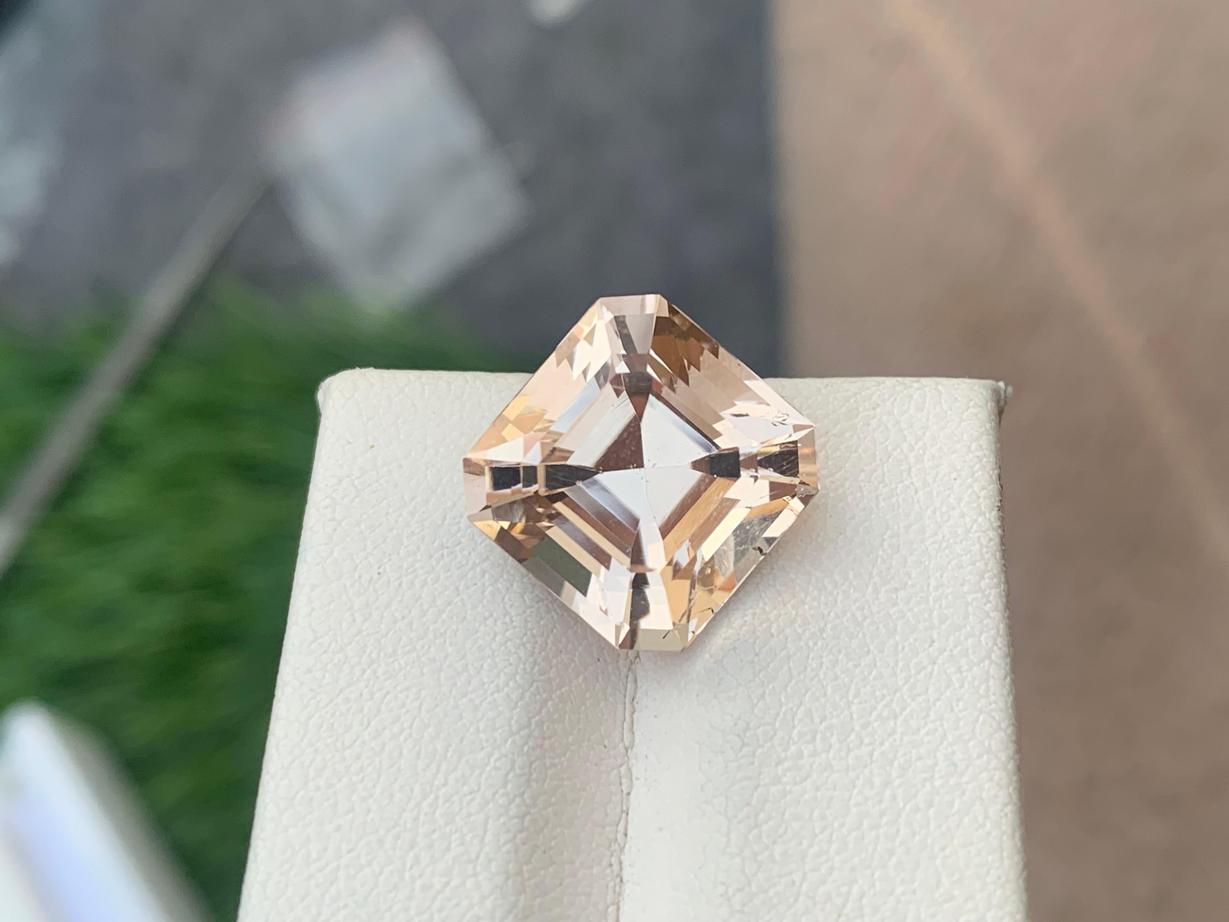 12.10cts Natural Loose Peach Morganite Gemstone Asscher Cut for Jewelry Making For Sale 3