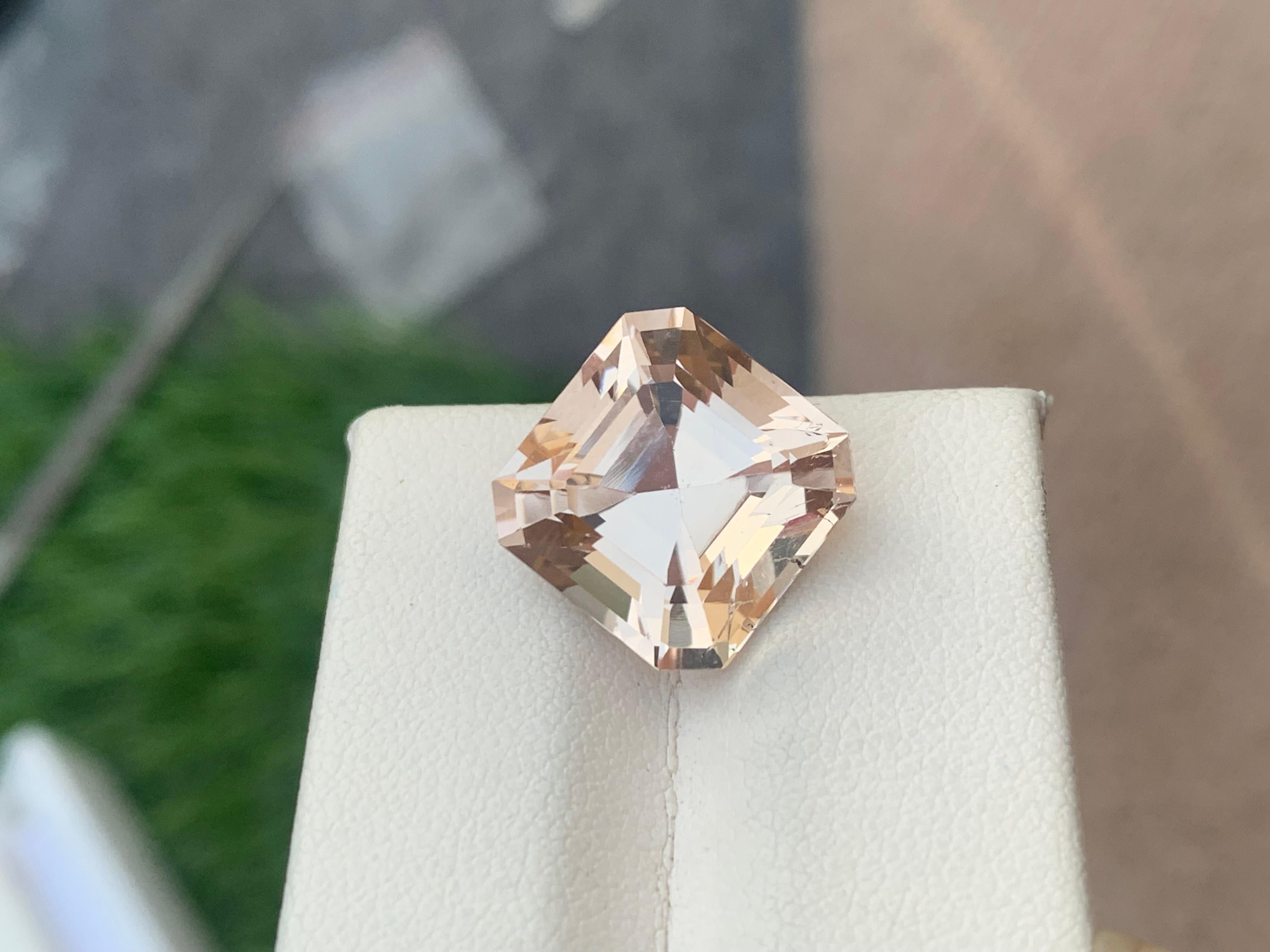 12.10cts Natural Loose Peach Morganite Gemstone Asscher Cut for Jewelry Making For Sale 4