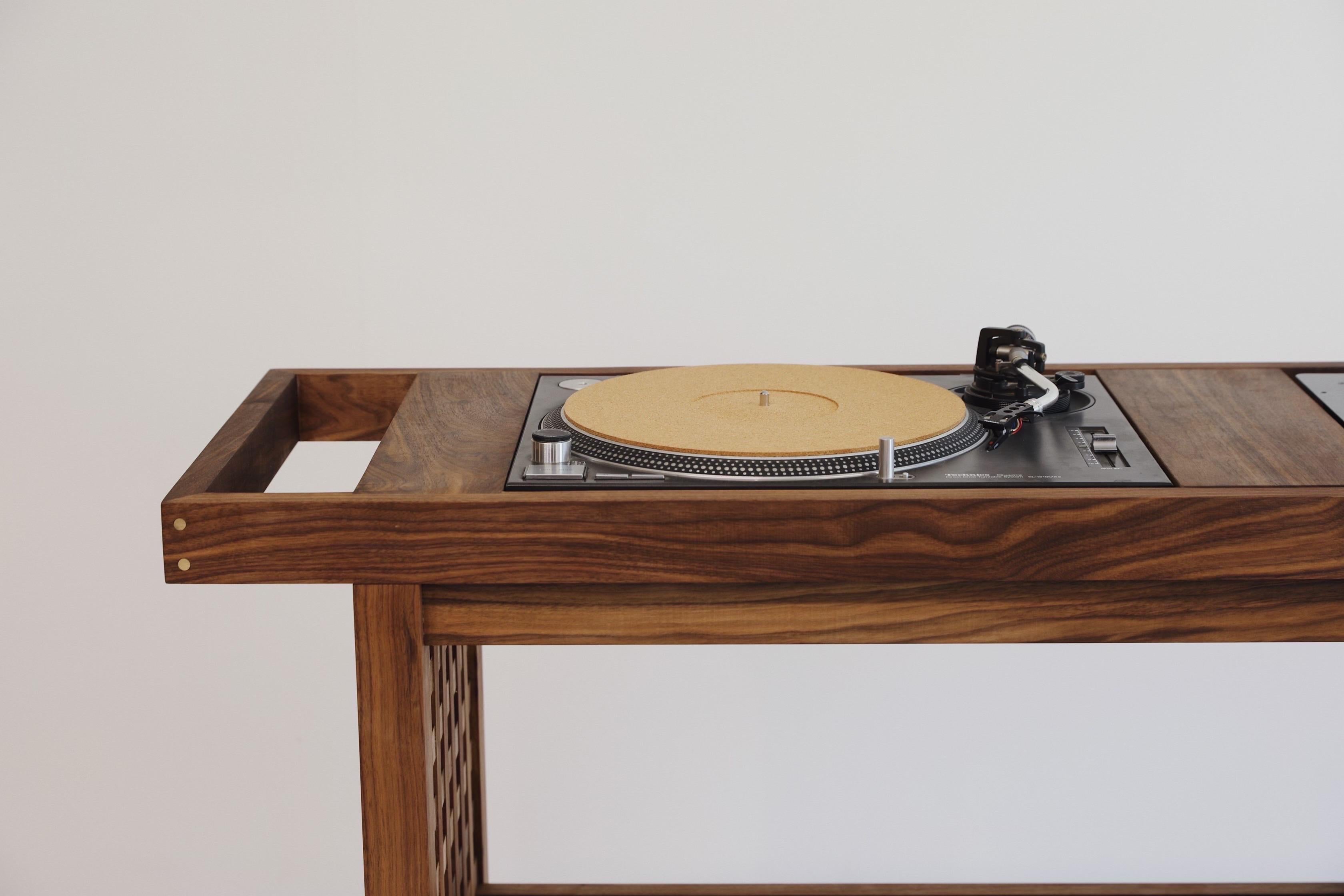 wood dj console