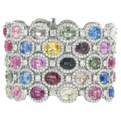 Diana M. 121.00 Carat Multicolor Sapphire and Diamond Bracelet