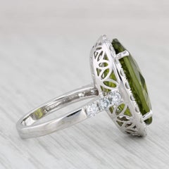 12.10ctw Peridot Diamond Halo Ring 18k White Gold Size 7 M Christoff
