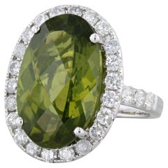12.10ctw Peridot Diamond Halo Ring 18k White Gold Size 7 M Christoff