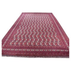 12'10 "x19'7" Tappeto afghano rosso Khamyab con intricato disegno a scatola annodato a mano in lana