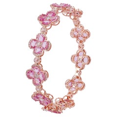 Bracelet jonc en or rose 18 carats avec saphir rose de 12,11 carats et diamants