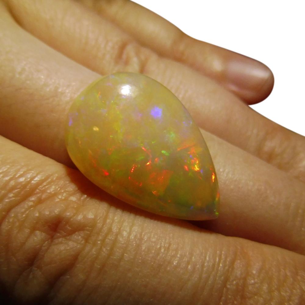 Number of Stones: 1

Weight: 12.11 cts
Clarity: Translucent
Colour: Multicolour Flash
Measurements: 22.77x14.81x7.88mm
Shape: Pear Cabochon
Treatment: None
Origin: Ethiopia

Notes:

EOP0096