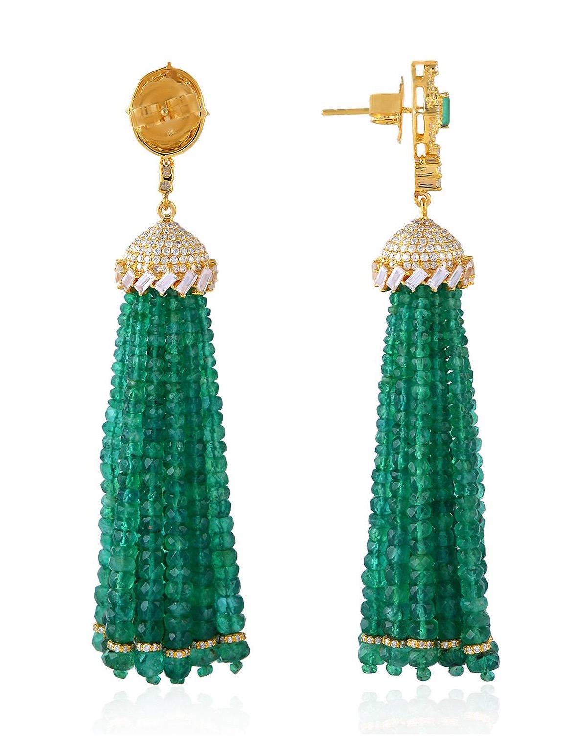 emerald tassel earrings