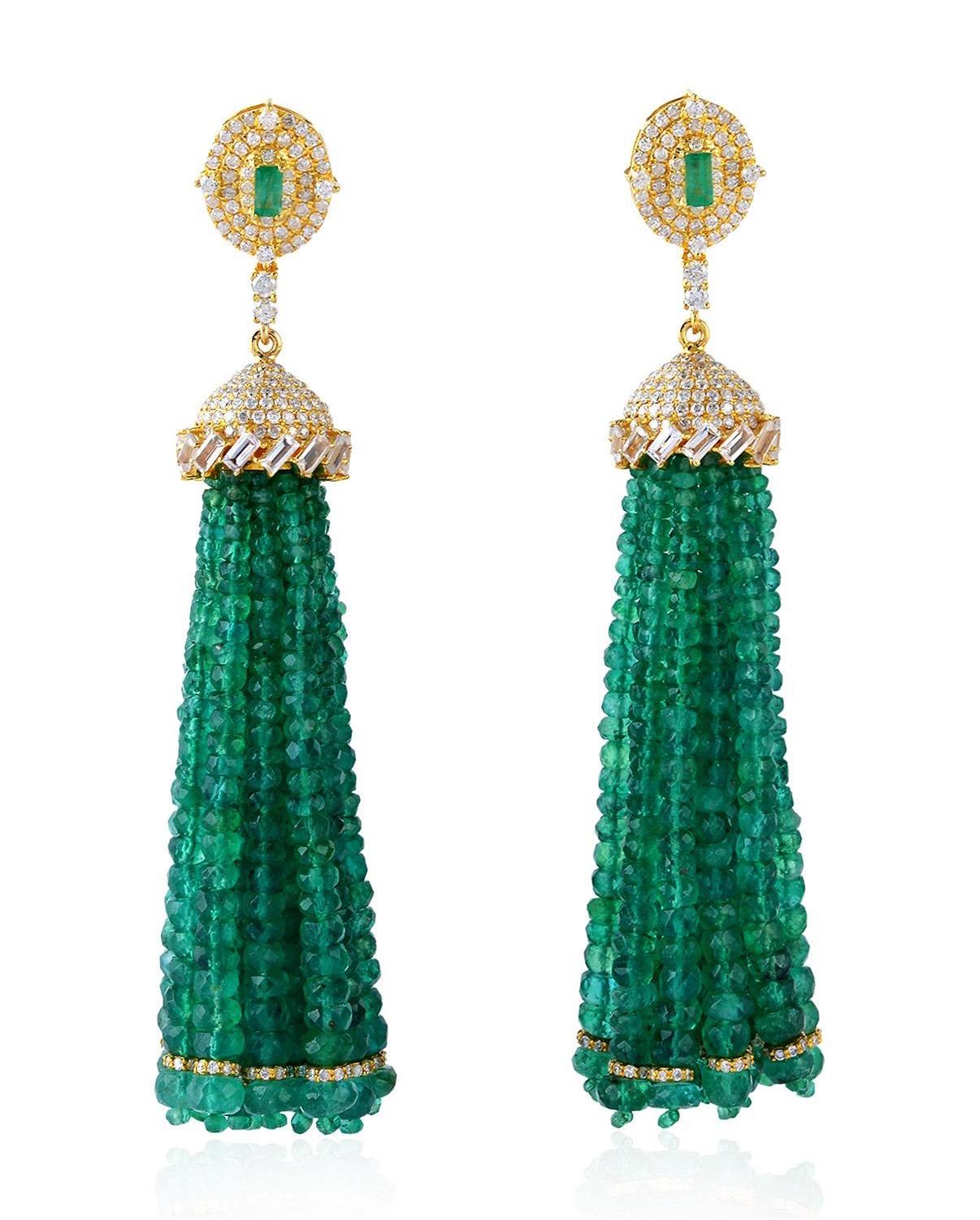 emerald green tassel earrings
