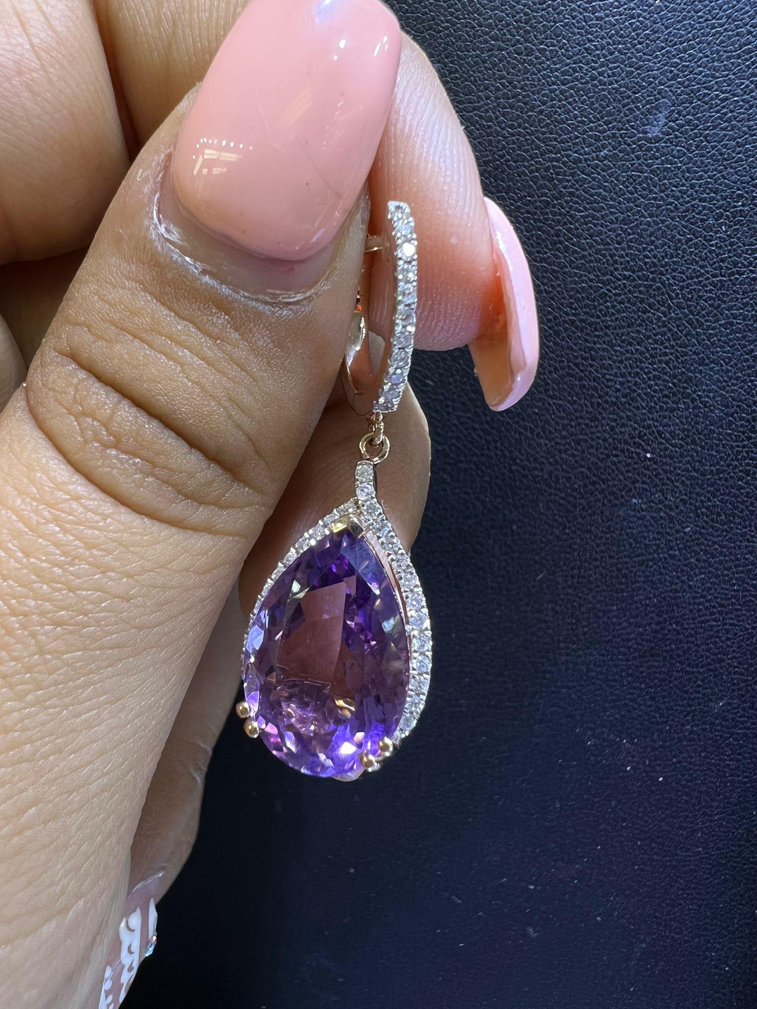 Women's 12.11ct Amethyst 14K Rose Gold Earrings For Sale