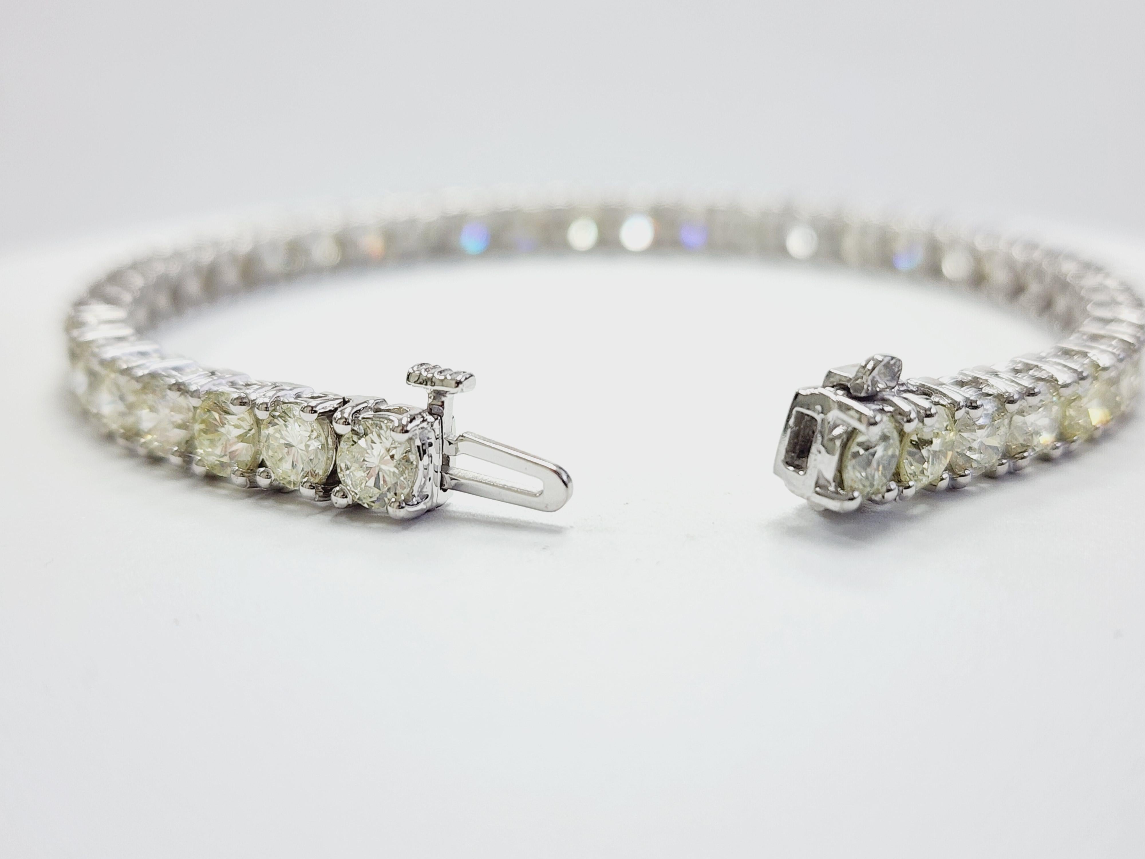 Brilliant Cut 12.12 Carat Natural Diamond Tennis Bracelet 14 Karat White Gold