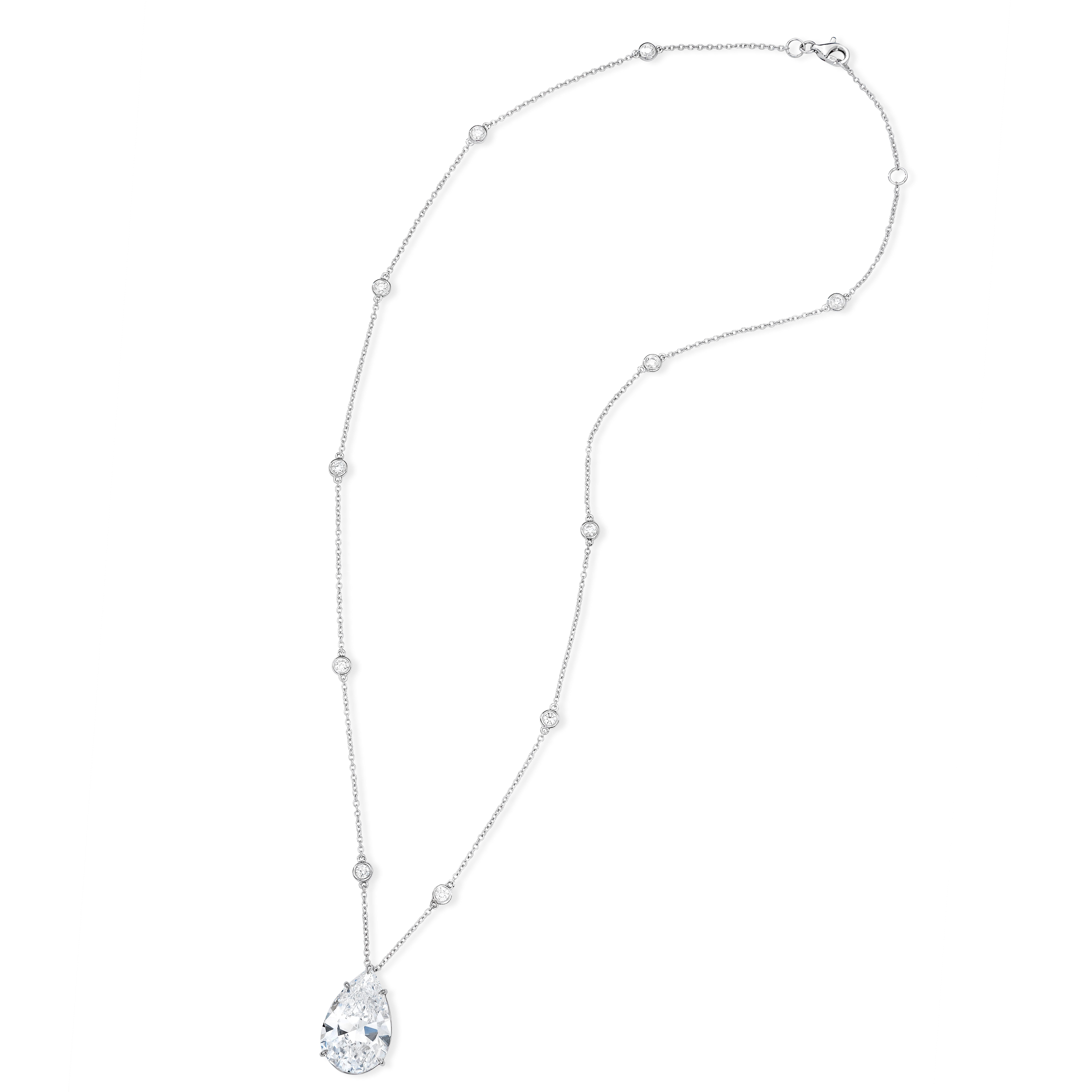 Pear Cut 12.12 Carat Pear-Shaped Diamond Pendant, GIA Certified, Type IIa For Sale