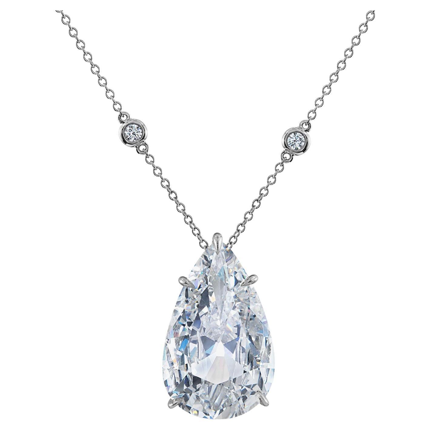 12.12 Carat Pear-Shaped Diamond Pendant, GIA Certified, Type IIa For Sale