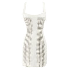 Used $12, 125 S/S 2010 L#24 VERSACE WHITE LEATHER MINI DRESS w/ METAL DETAIL Sz 42 - 8