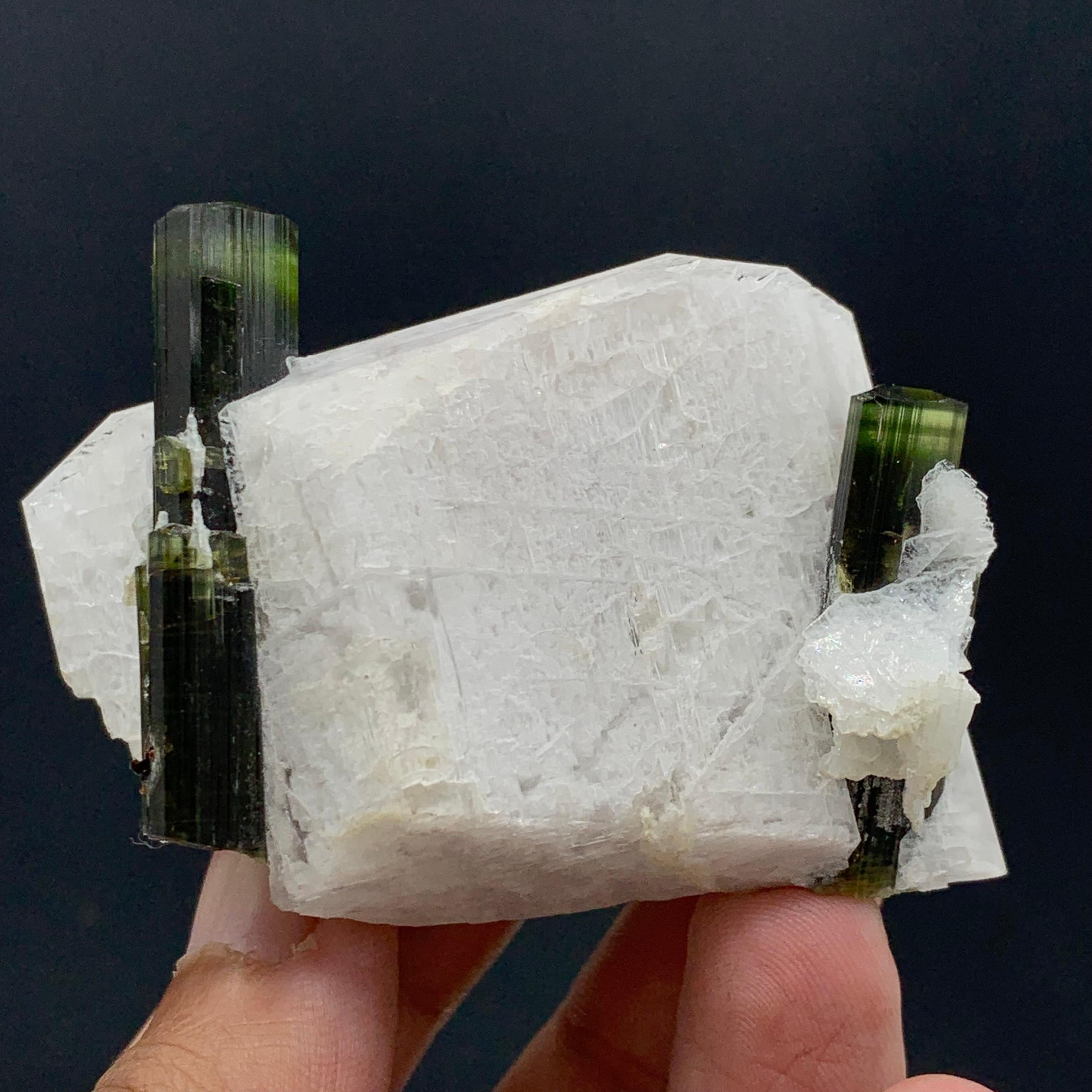 121.32 Gram Pretty Dual Tourmaline Specimen Attached With Feldspar From Pakistan For Sale 3