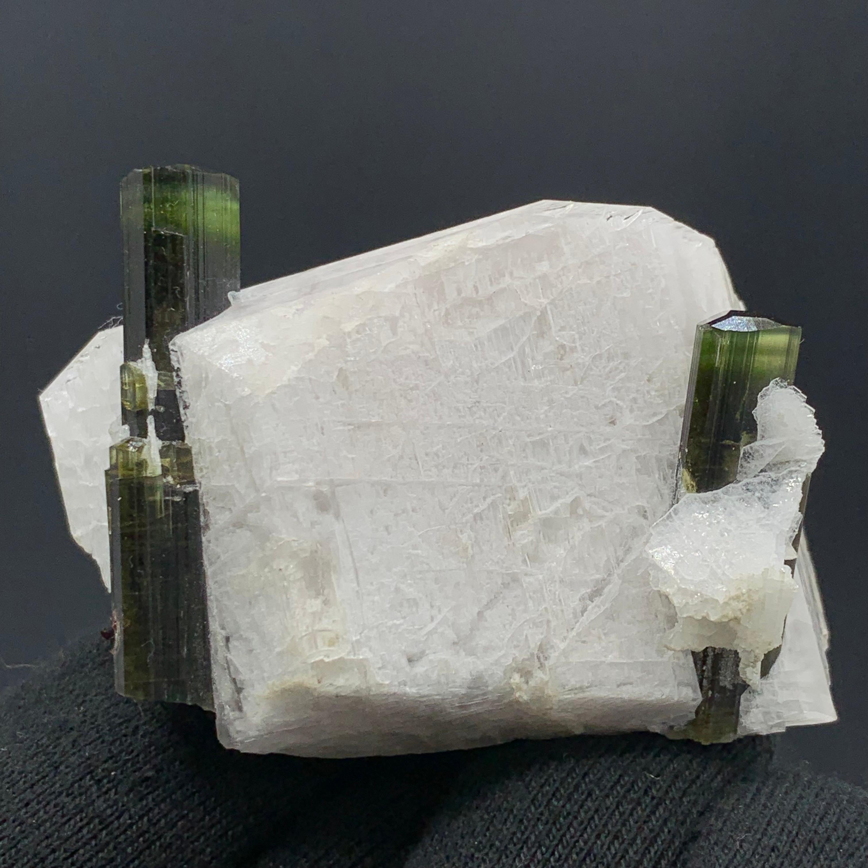 Pakistani 121.32 Gram Pretty Dual Tourmaline Specimen Attached With Feldspar From Pakistan For Sale