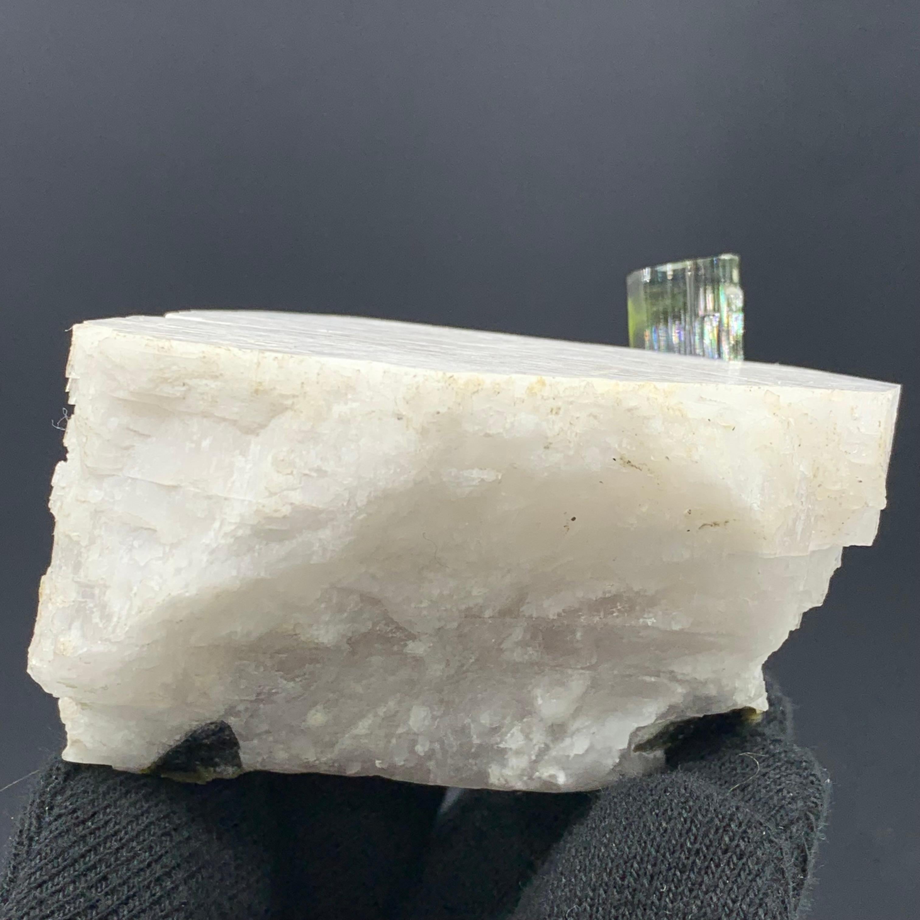 18th Century and Earlier 121.32 Gram Pretty Dual Tourmaline Specimen Attached With Feldspar From Pakistan For Sale