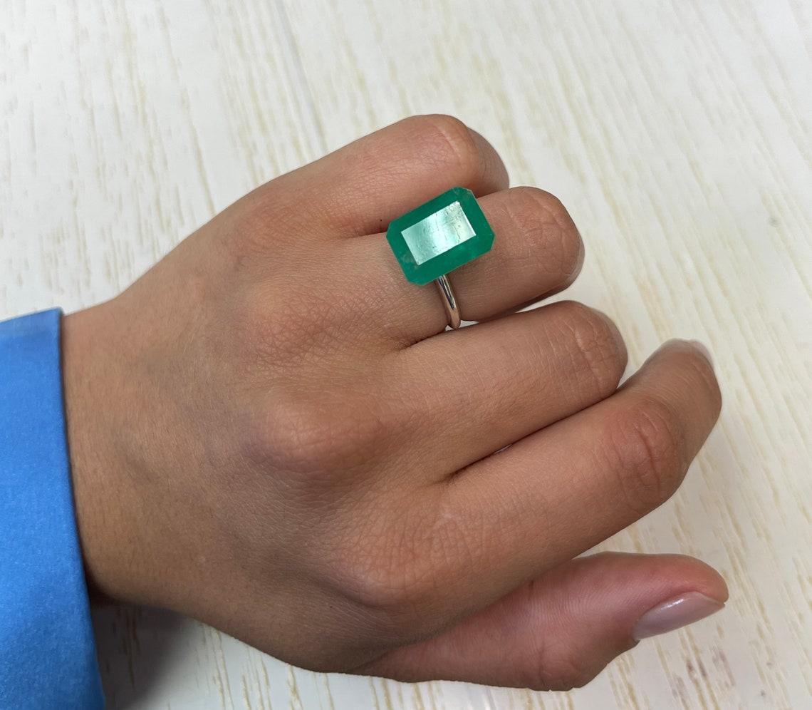 12.13ct Fine Muzo Green Emerald Cut Gem 15.5x11.5 Genuine May Birthstone For Sale 2