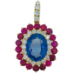 12.14 Carat Ceylon-Sapphire Burma-Rubies Pendant