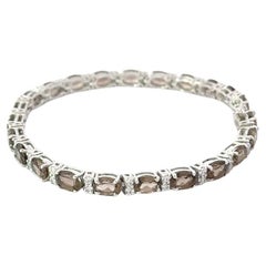 12.15 Carat Brown Smoky Quartz Tennis Bracelet Cadeau de Fête des Mères en Argent