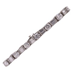 12.15 Carat Diamond Round Brilliant Baguette Platinum Estate Dot Dash Bracelet