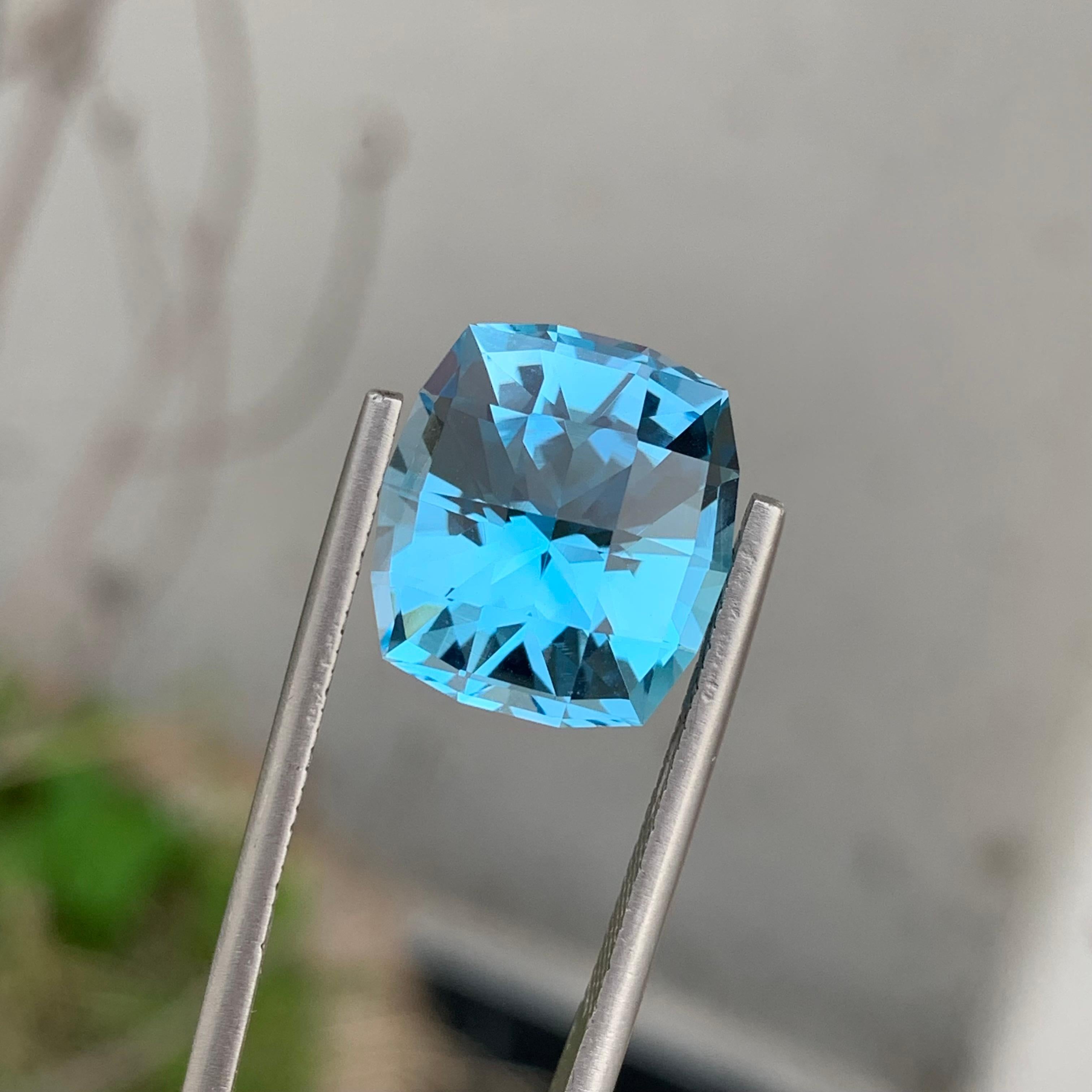 Arts and Crafts 12.15 Carat Fancy Cut Faceted Sky Blue Topaz Gemstone For Jewellery Making  For Sale