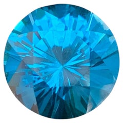 12.15 Carat Natural Loose Neon Blue Topaz Stone Round Cut African Gemstone