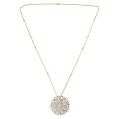 12.15 Carat SI/HI Diamond Flower Pendant Necklace 18 Karat Rose Gold Jewelry